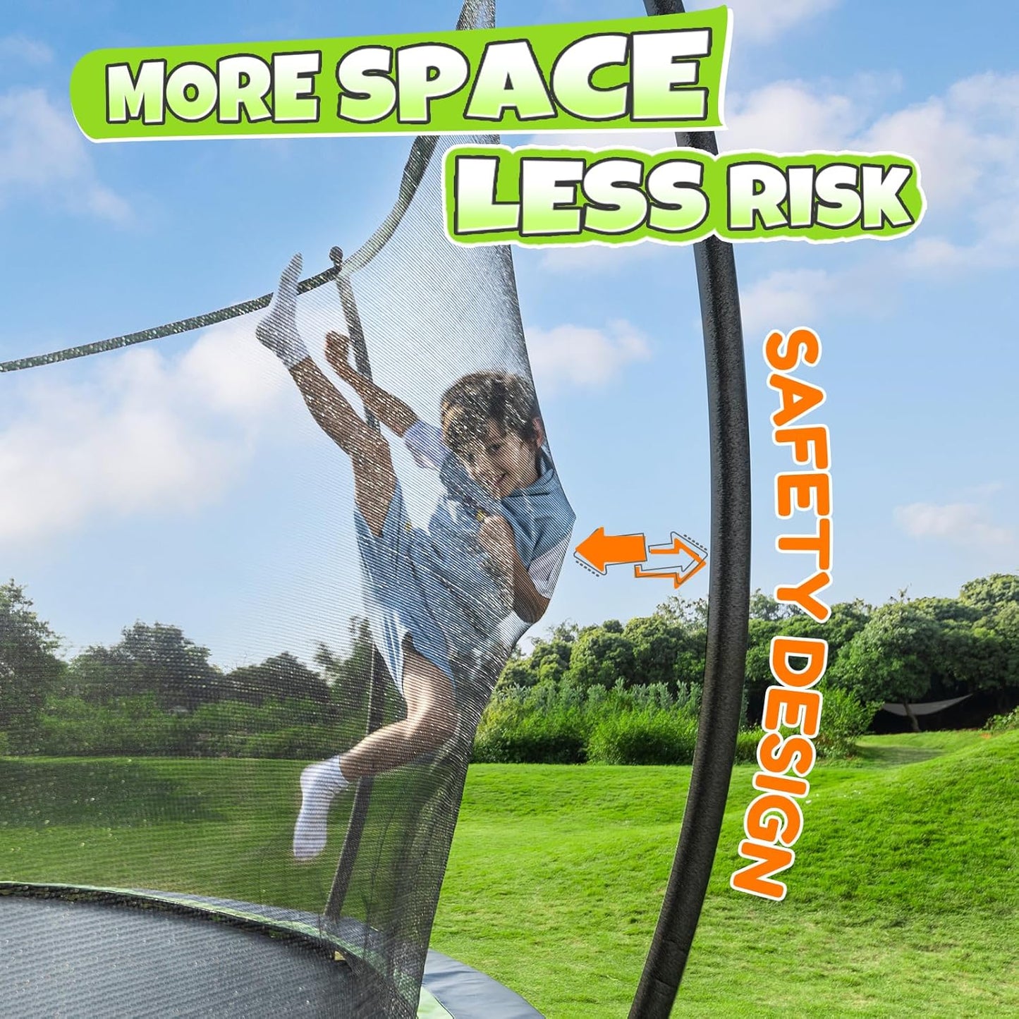 BCAN 8FT 10FT 12FT 14FT 15FT 16FT Recreational Trampoline with Enclosure for Kids Adults, ASTM Approved, Outdoor Trampolines with Ladder for Kids