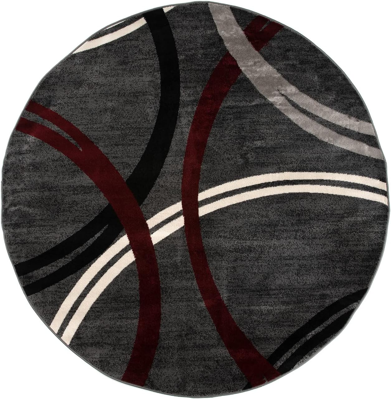 Rugshop Modern Wavy Circles Design 6' 6" (6' 6" Diameter) Red