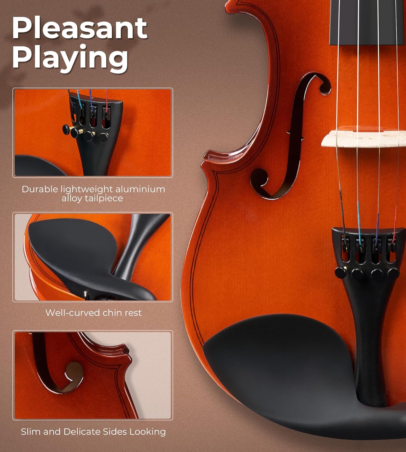 Vangoa 1/4 Violin for Kids Fiddle Set, Starter Acoustic Violins for Beginner Child 4-7, Children Violin Kit with Hard Case, Rosin, Tuner, Mutes, Shoulder Rest, Strings, Notes Stickers