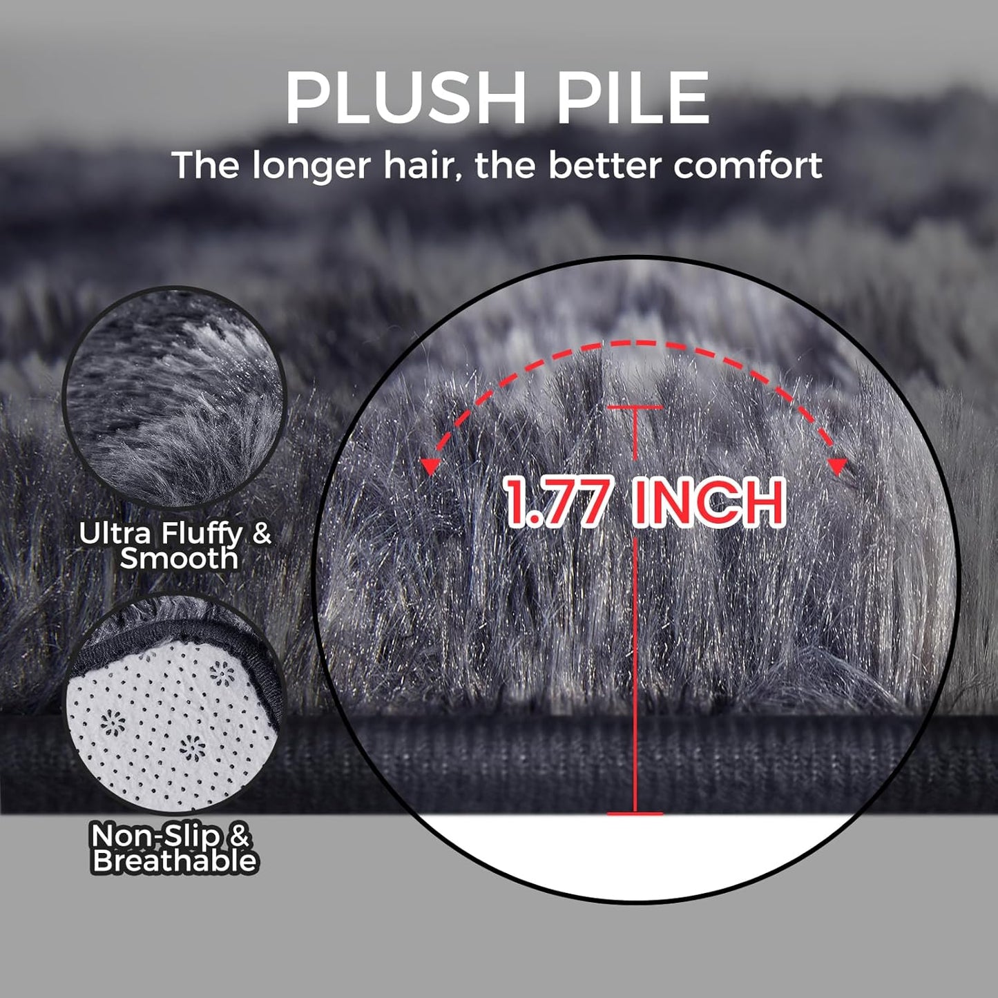 Ultra Soft Rug for Living Room, 3X5 Fluffy Shag Area Rug for Bedroom, Modern Shaggy Carpets Fuzzy Rug for Teens Dorm Nursery Home Decor Aesthetic, Upgrade Anti-Skid Durable, Tie Dye Black and Grey