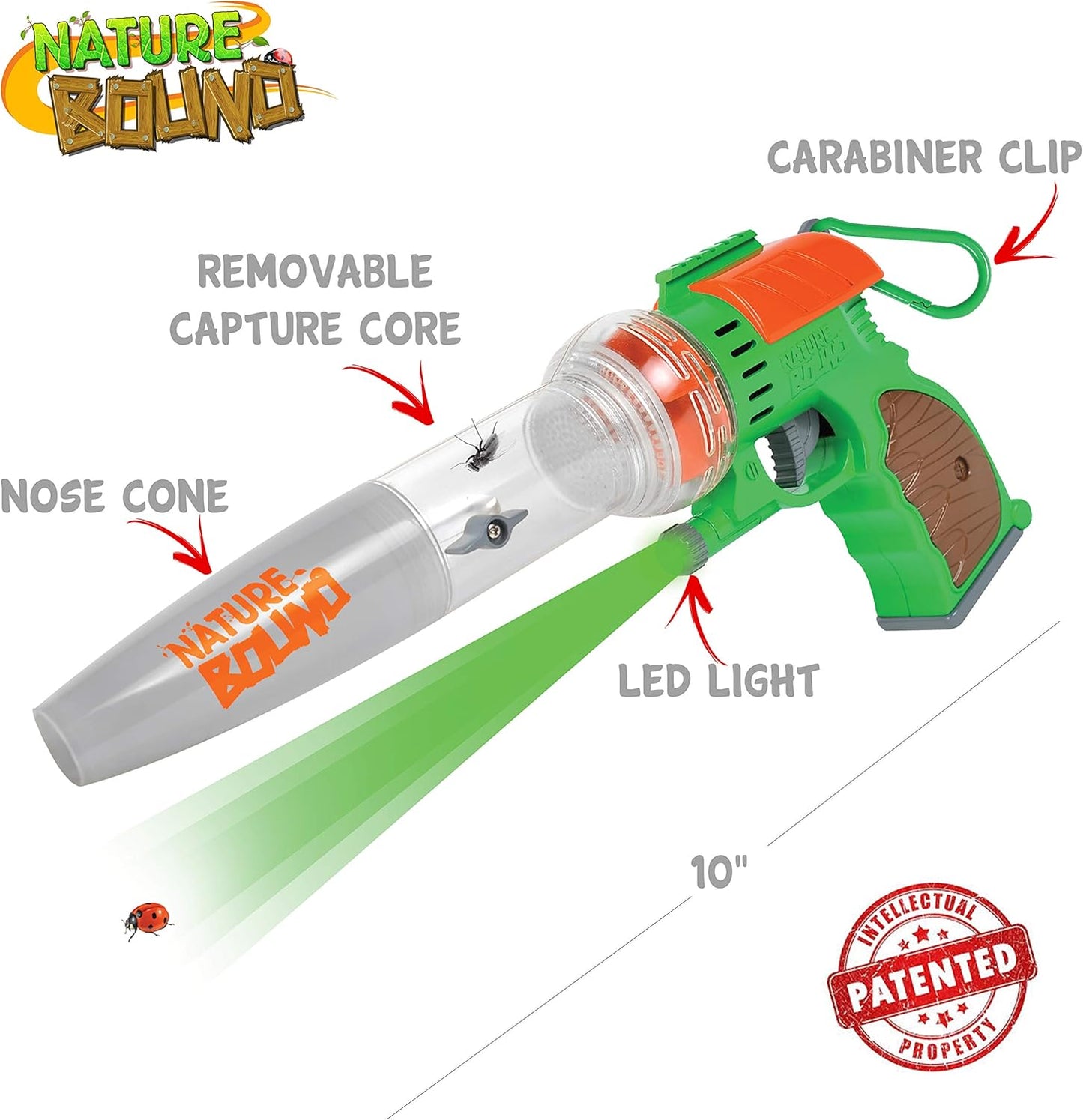 Nature Bound Bug Catcher Toy | Eco-Friendly Bug Vacuum, Catch and Release | Ages 3 to 12 Indoor/Outdoor Play Toy | Includes Capture Core with Magnification | Complete Kit for Kids | Green