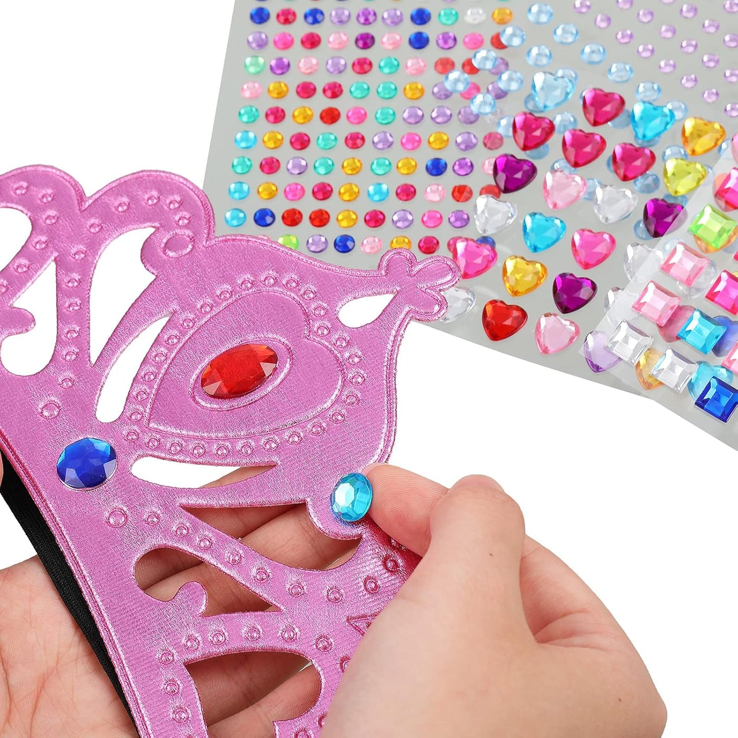 Epakh Princess Party Crowns Set, 27 Pcs DIY Crown with Diamond Stickers, Birthday Party Favor for Children and Princess Fans