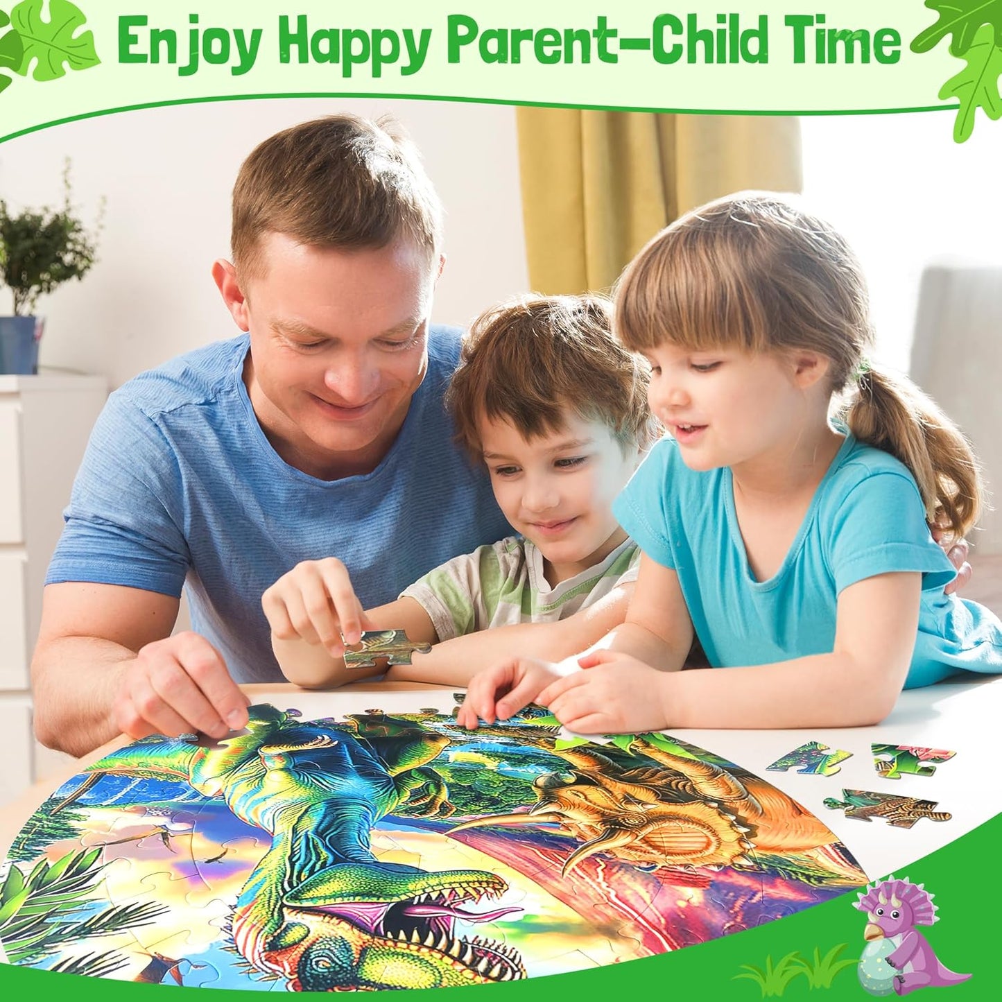 ZIZZ Dinosaur Floor-Puzzles Toy for Kids: 70Piece Dinosaur Puzzle for Kids Age 3 4 5 6 7 8 Year Olds Boy Learning & Educational Games Toys Toddlers Best Gifts for Birthday Christmas