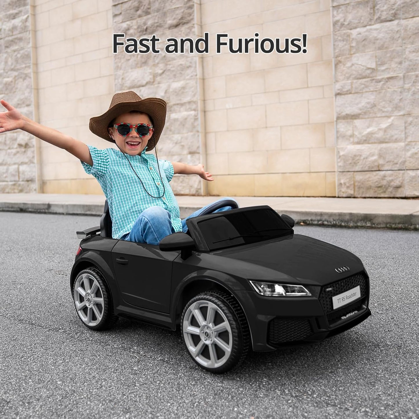 Kids Electric Car, Licensed Audi 6V Kids Ride on Toy Car for Toddlers with Remote - Black