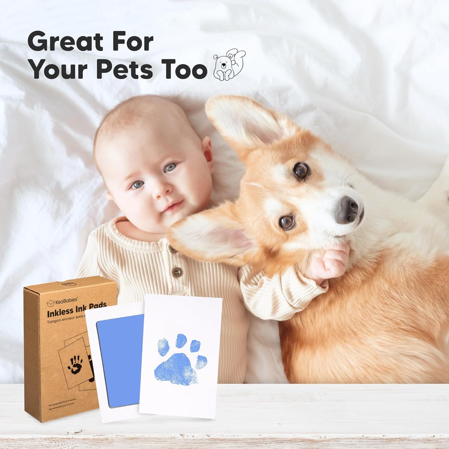 4-Pack Inkless Baby Hand and Footprint Kit - Mess Free Ink Pad for Newborn Keepsake, Dog Nose & Paw Print Kit, Clean Touch Ink Pad for Baby Hand & Footprints, Ideal New Mom Gifts (Candy)