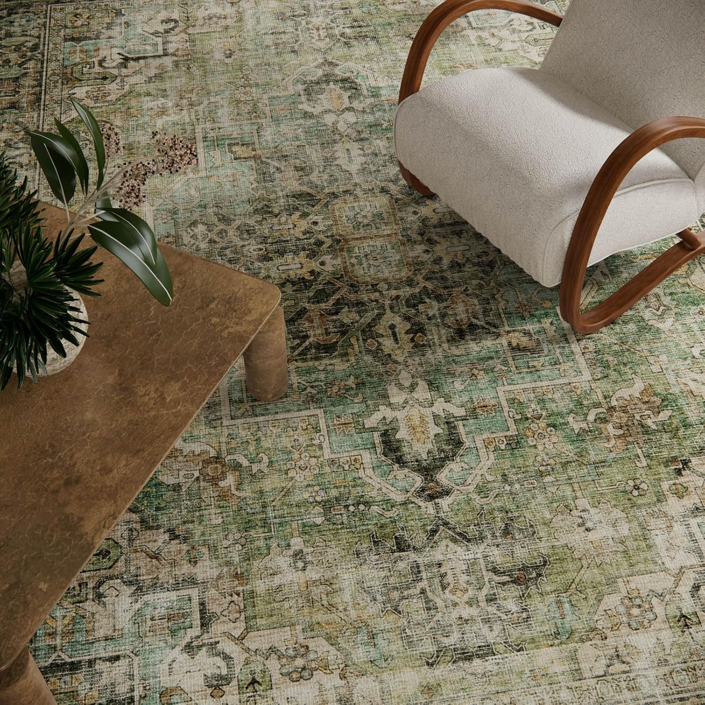 8x10 Area Rugs for Living Room: Washable Bedroom Rug Boho Vintage Rugs Stain Resistant Non Slip Low Pile Soft Lightweight Carpet for Kitchen Dining Room Farmhouse Nursery Kids Room