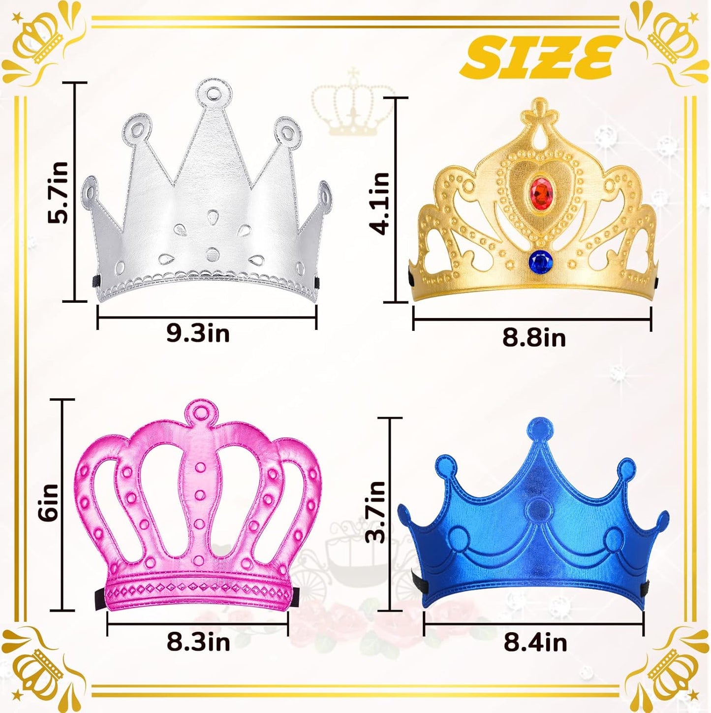 Epakh Princess Party Crowns Set, 27 Pcs DIY Crown with Diamond Stickers, Birthday Party Favor for Children and Princess Fans