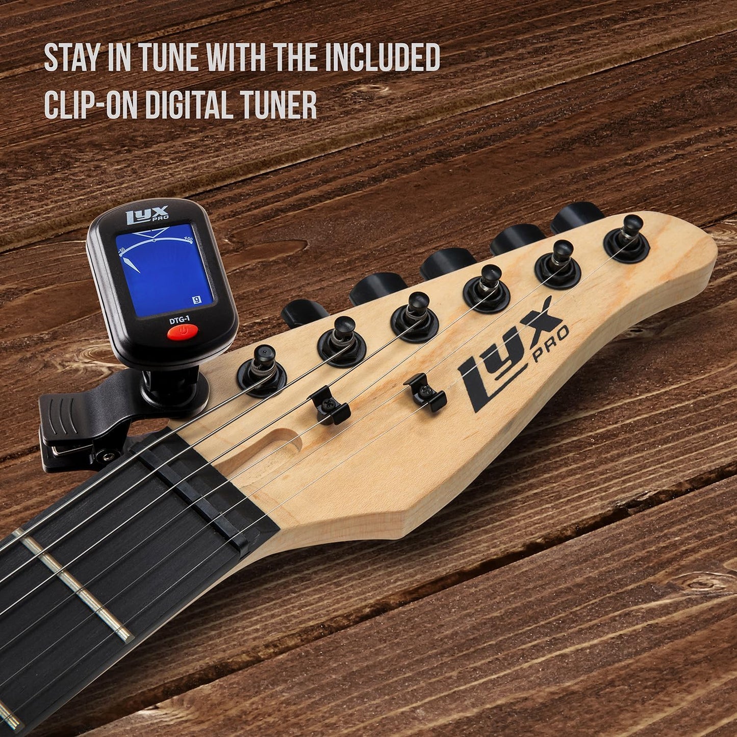LyxPro 30 Inch Electric Guitar and Starter Kit for Kids with 3/4 Size Beginner’s Guitar, Amp, Six Strings, Two Picks, Shoulder Strap, Digital Clip On Tuner, Guitar Cable and Soft Case Gig Bag - Red