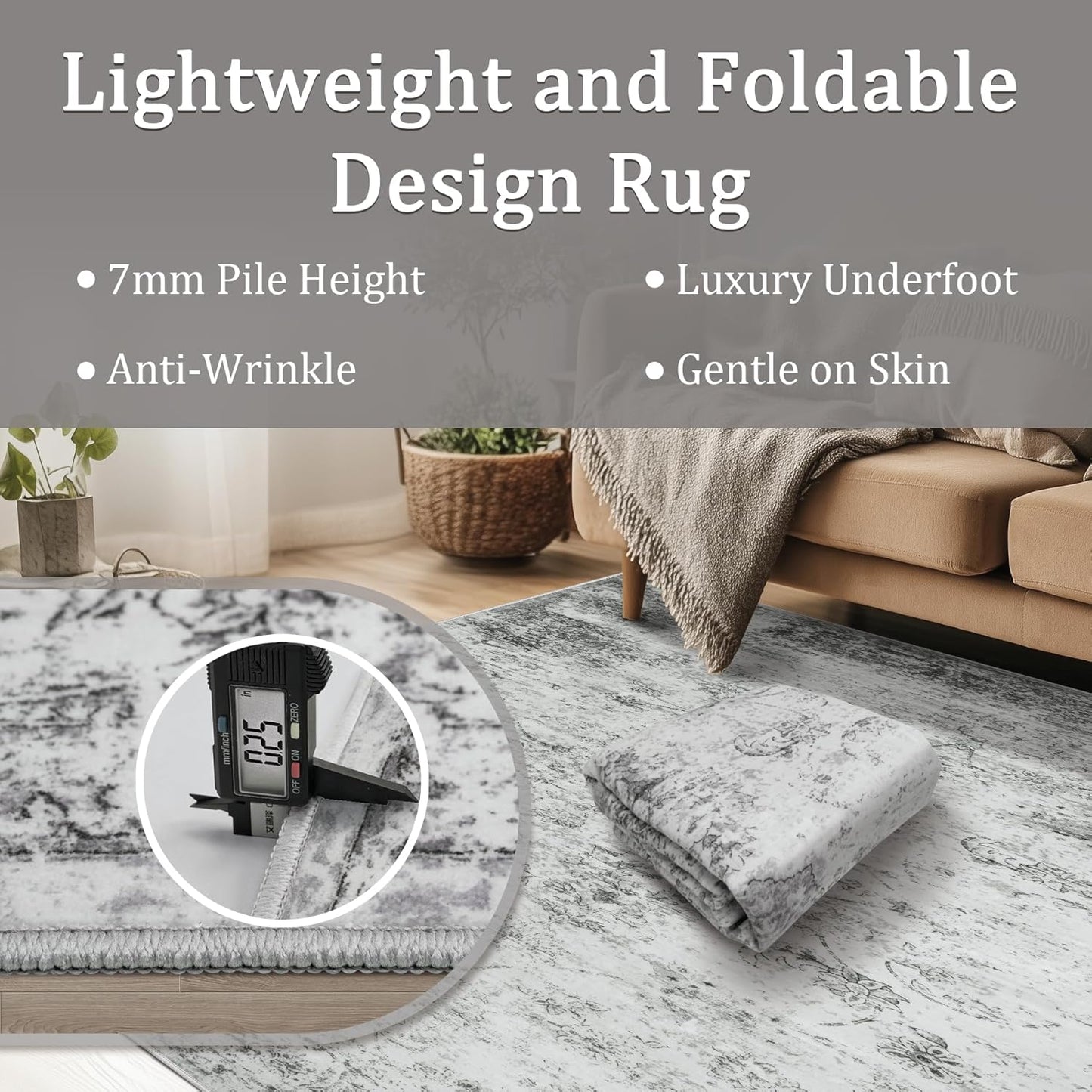 5x7 Area Rug Living Room Rugs - Washable Rug Large Modern Abstract Soft Thin Carpets Indoor Floor No Slip Vintage Carpet for Bedroom Under Dining Table Nursery Home Office Decor Gray