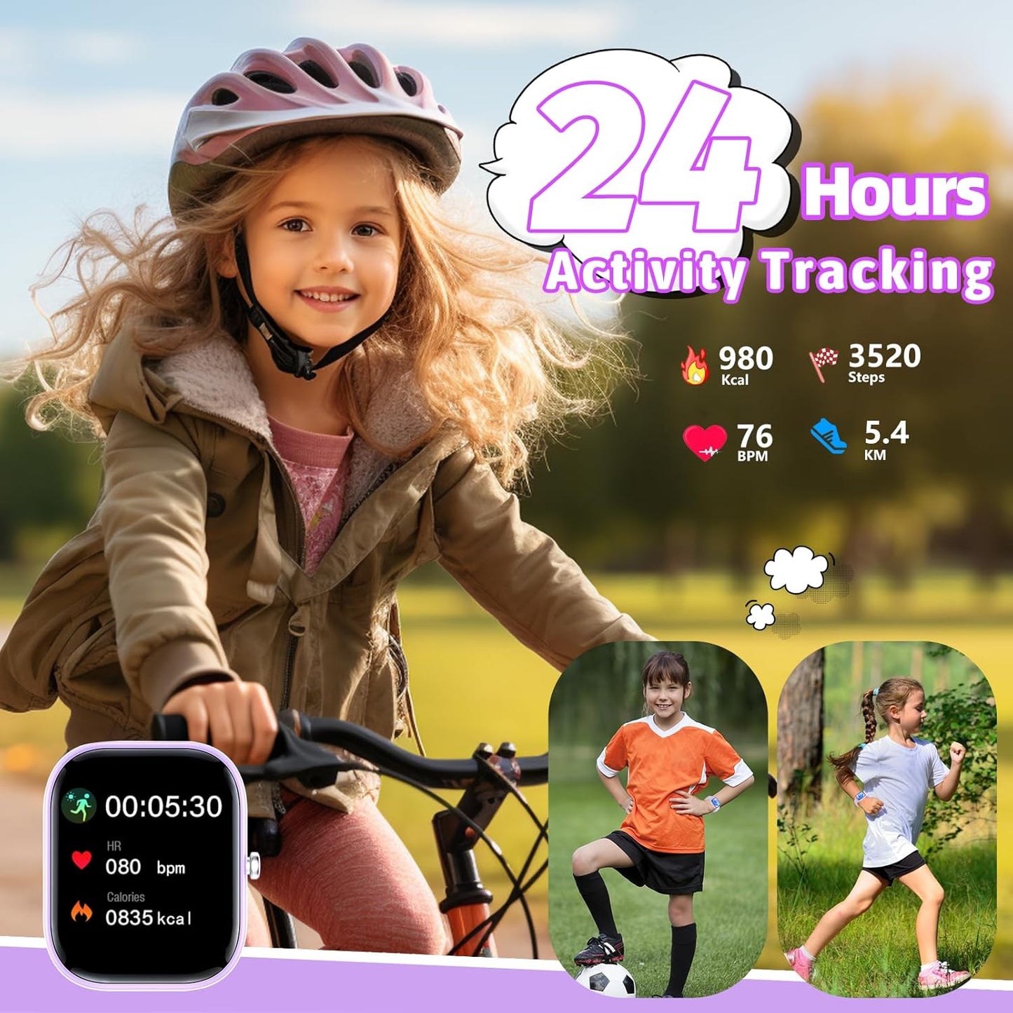 Smart Kids Watch with Fitness Tracker No Phone/APP Needed,19 Sport Mode,1.5" DIY Dial,IP68 Waterproof,Sleep Monitor,Pedometers,Heart Rate,Great Birthday Gift for Boys Girls Teens 6-14 year Olds