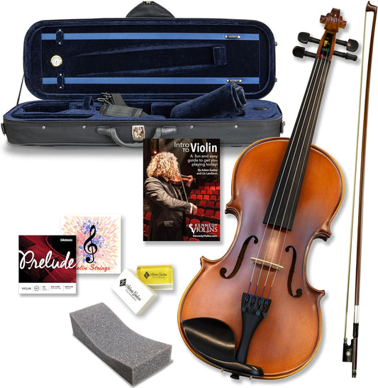 Bunnel Premier Violin Clearance Outfit 1/8 Size - Carrying Case and Accessories Included - Solid Maple Wood and Ebony Fittings By Kennedy Violins