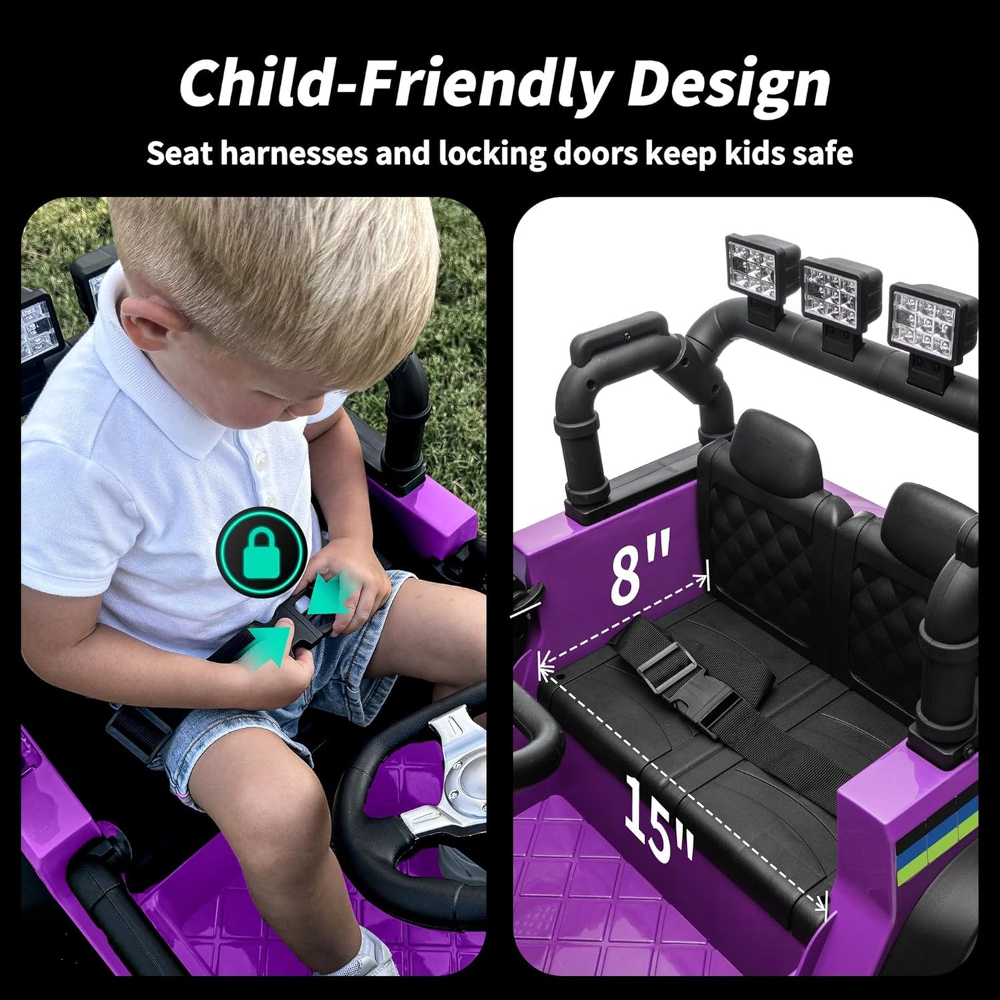 24V Kids Ride on Car, Kids Electric Vehicles Car Ride on Toy Truck for Toddlers w/Remote Control, 400W Motor - Purple