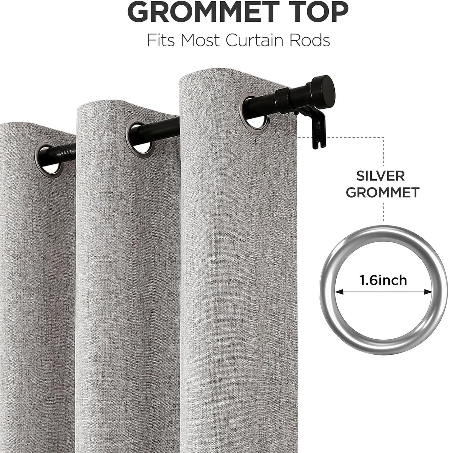 Joydeco 100% Blackout Curtains for Bedroom 84 Inch Long, Linen Black Out Curtains 2 Panels Set With Grommet for Living Room Window, Thermal Insulated Full Light Blocking Drapes Privacy Protection,50"W