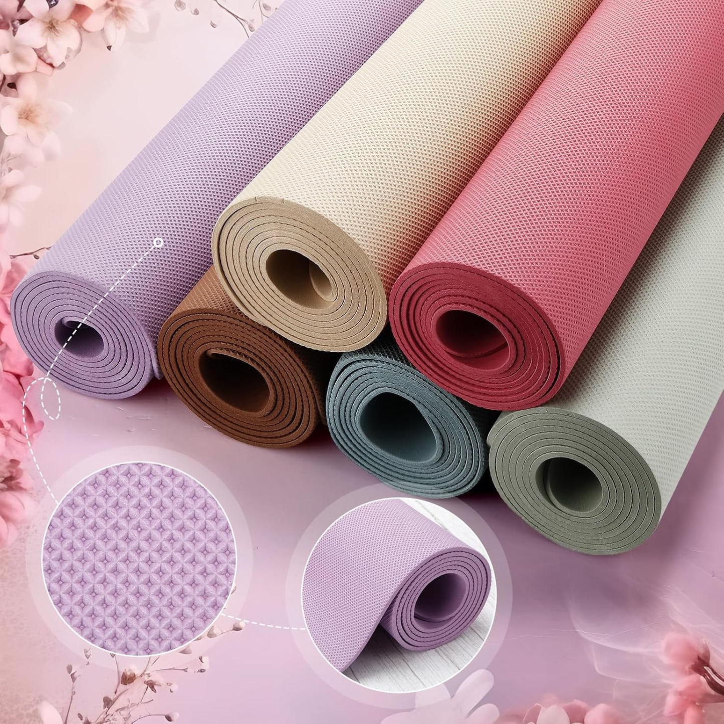 Timgle 6 Pack Yoga Mats Bulk Non Slip Exercise Yoga Mat Thick Anti Slip Tear Resistant Sports Gym for Fitness Stretching Home Workout and Studio
