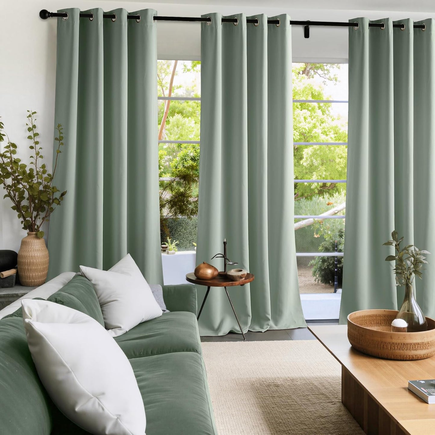 NICETOWN Sage Green Blackout Curtains 102 inch Long, Summer Room Daekening Thermal Insulated Grommet Privacy Energy Saving Shades for Bedroom, Living Room, Laundry, Closet, 2 Panels, W52