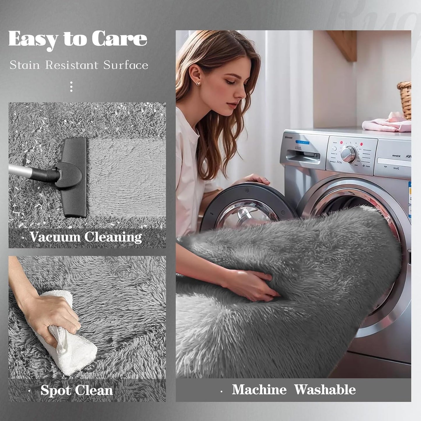 5x8 Area Rug for Living Room: Fluffy Shag Soft Washable Rugs Fuzzy Plush Indoor Carpet for Bedroom Nursery Playroom Dorm Kids Girls Boys Room (Dark Grey, 5'x8')