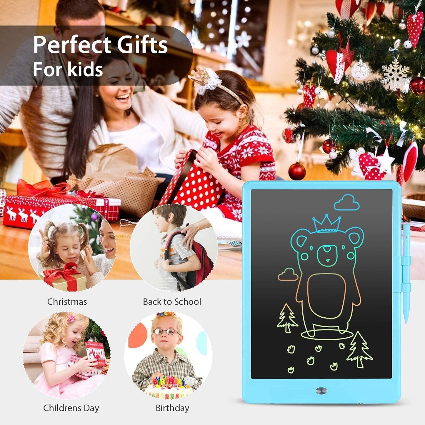 LCD Writing Tablet Drawing Tablets for Kids 10Inch with Protect Bag,LEYAOYAO Colorful Screen Drawing Board Doodle Scribbler Pad Learning Educational Toy - Gift for 3-6 Years Old Boy Girl (Blue)