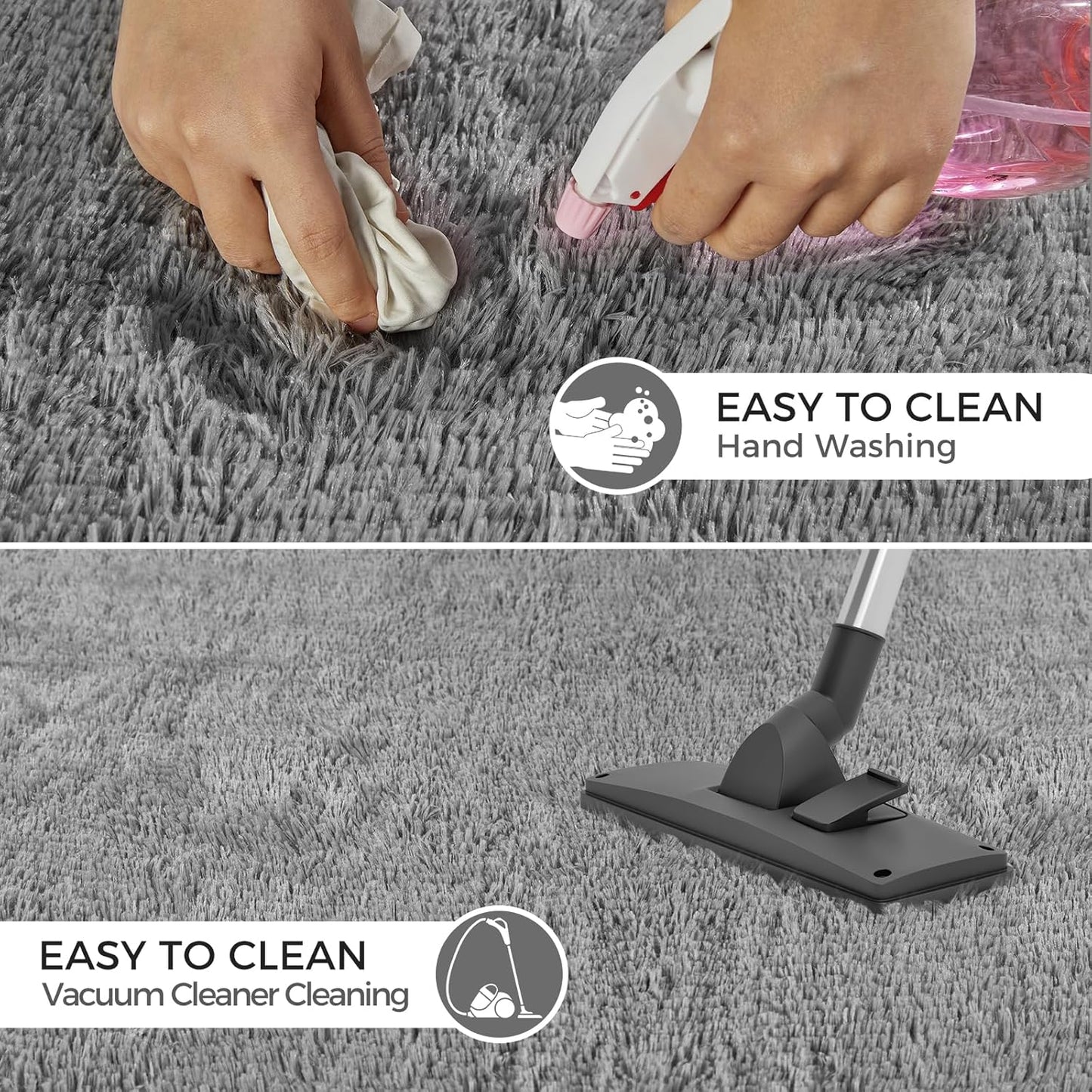 Ultra Soft Rug for Living Room, 9X12 Fluffy Shag Area Rug for Bedroom, Modern Shaggy Carpets Fuzzy Rug for Teens Dorm Nursery Home Decor Aesthetic, Upgrade Anti-Skid Durable, Grey