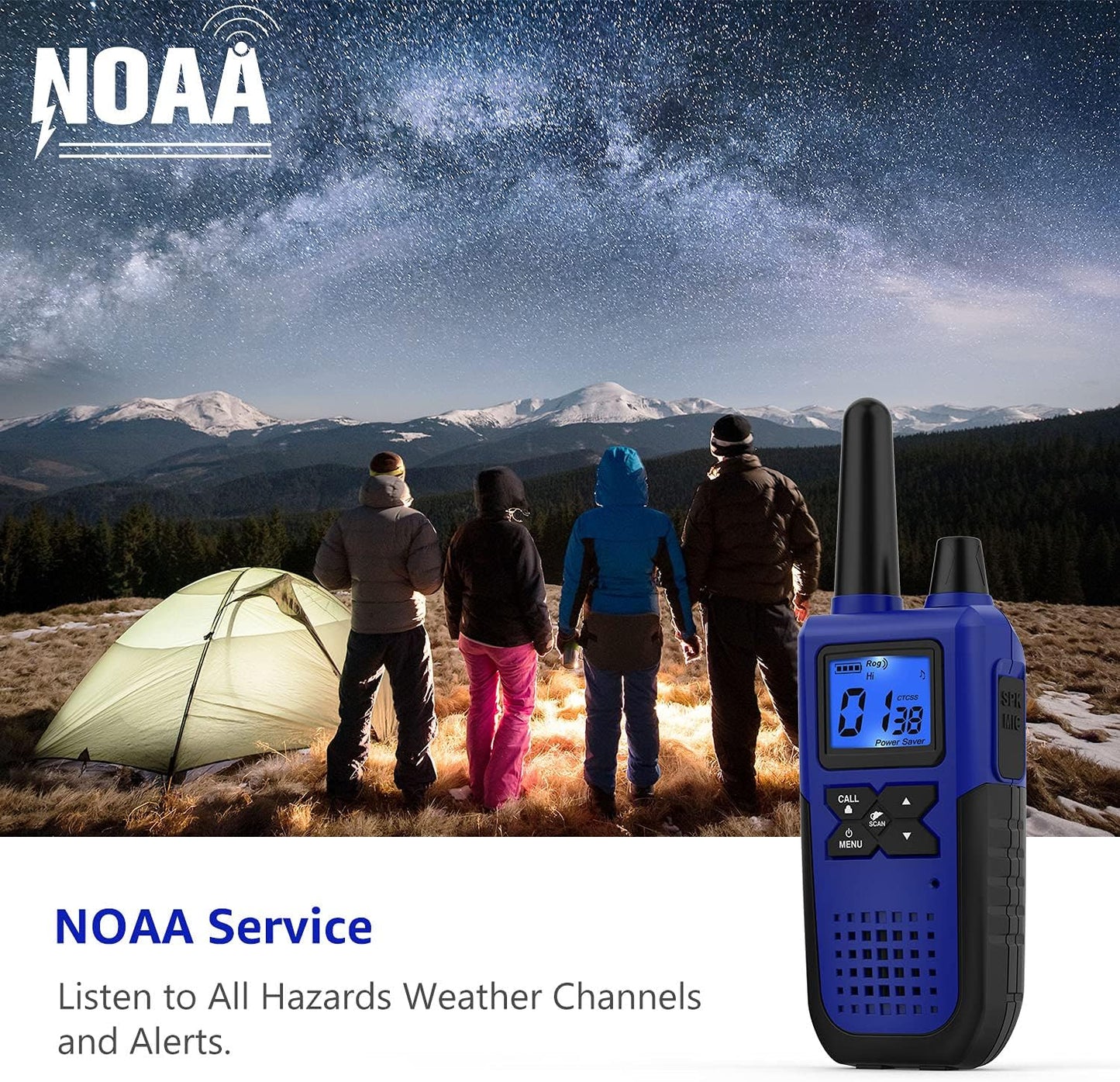 Walkie Talkies Rechargeable for Adults Long Range with NOAA Weather Alert, Multi-Purpose 2 Way Radios 4 Pack for Team Work Seniors Care Kids Adventure Family Camping Hiking Skiing Cruise