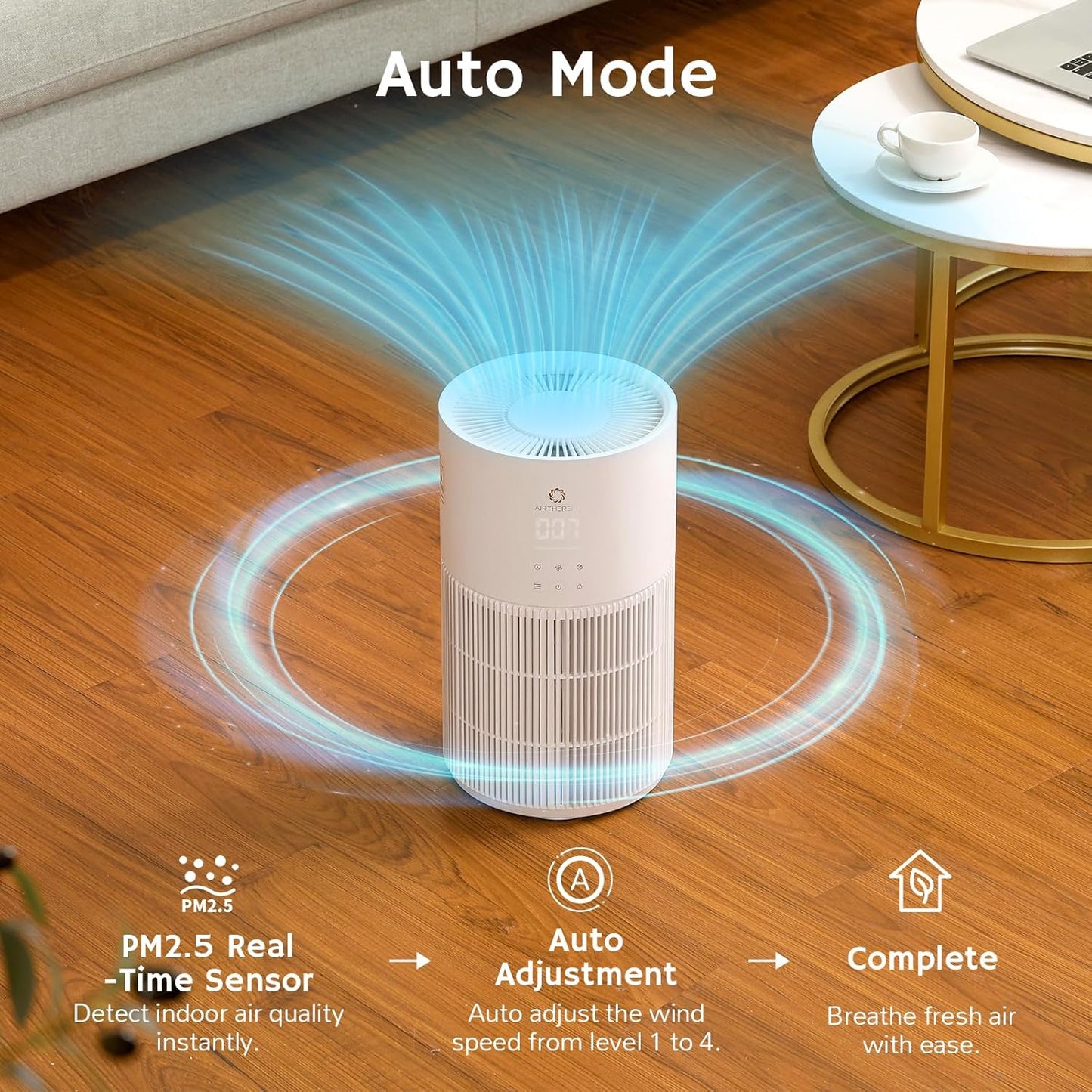 Airthereal 2-in-1 Air Purifier + Humidifier Combo for Large Room up to 1325 ft², 3-Stage Filters, Air Quality Monitor and Quiet Sleep Mode, Evaporative Humidifier with Auto Humidity Monitor, AEH300