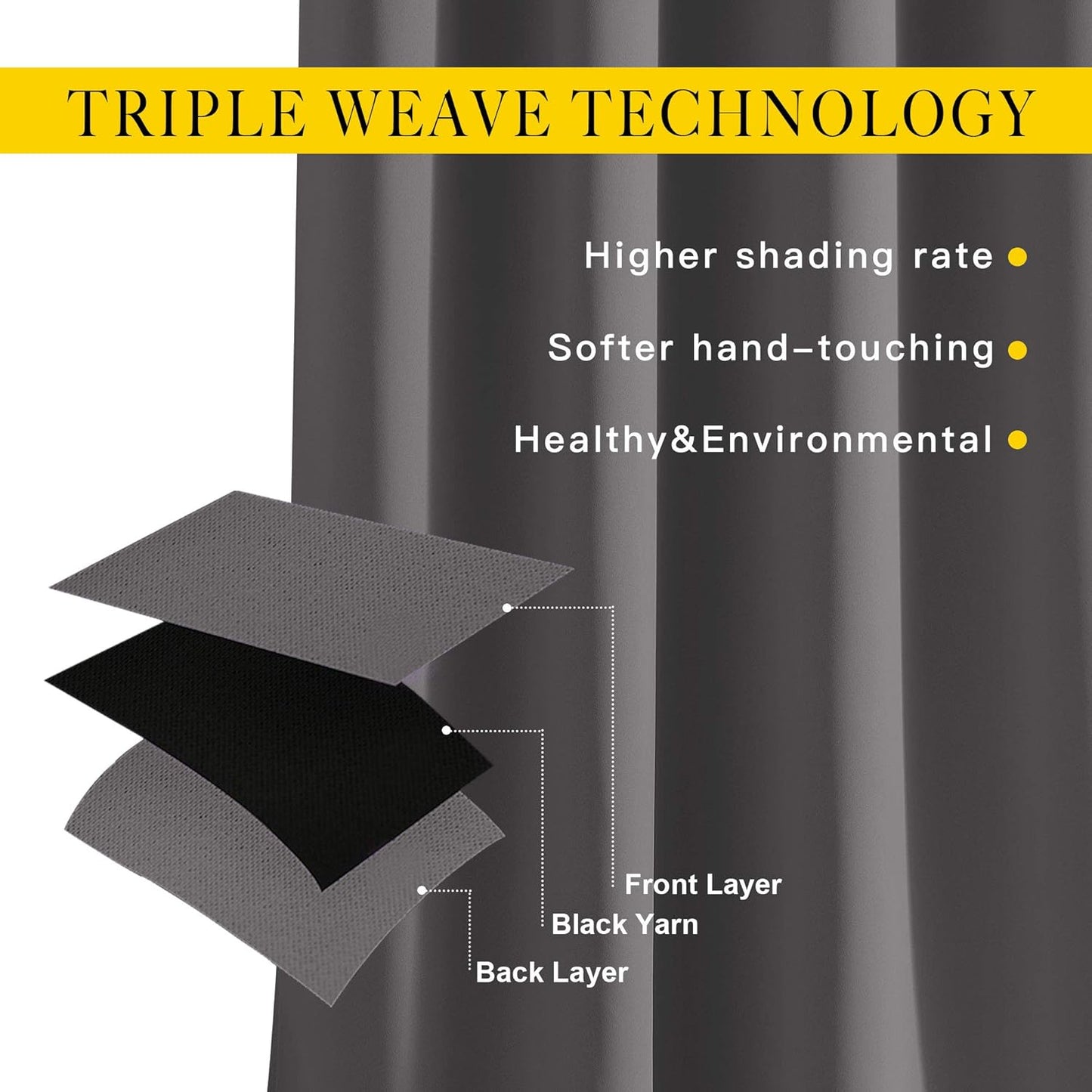 NICETOWN Bedroom Grey Blackout 120 inch Curtains - Triple Weave Energy Saving Thermal Insulated Solid Grommet Blackout Draperies for Patio, W52 x L120, 2 Panels