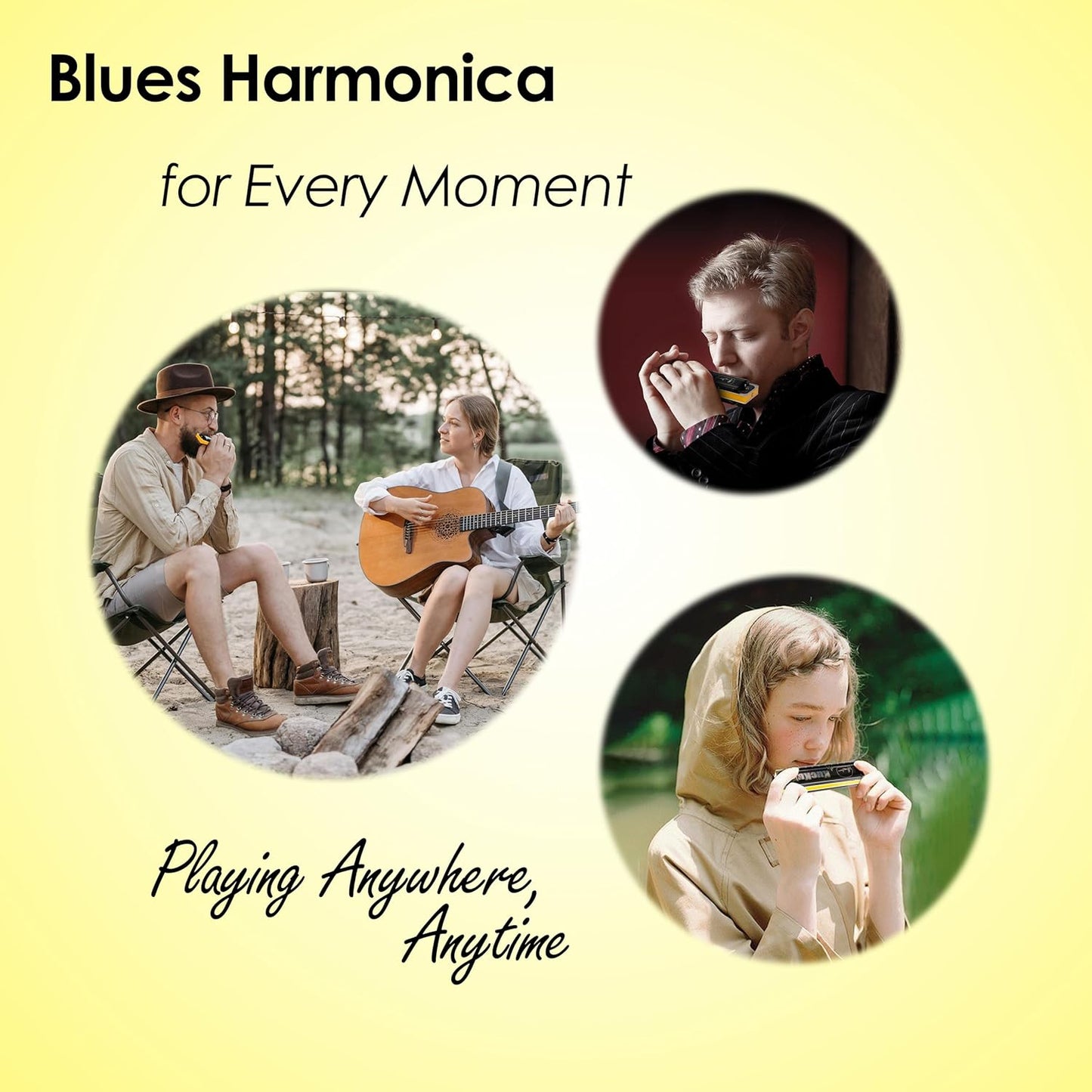 Diatonic Harmonica of D Key,Blues Mouth Organ 10 Holes 20 Tones, Reed of Phosphor Bronze, ABS Combo, Easy-Clean Cover,10 Holes Blues Harp for Adult, Beginner