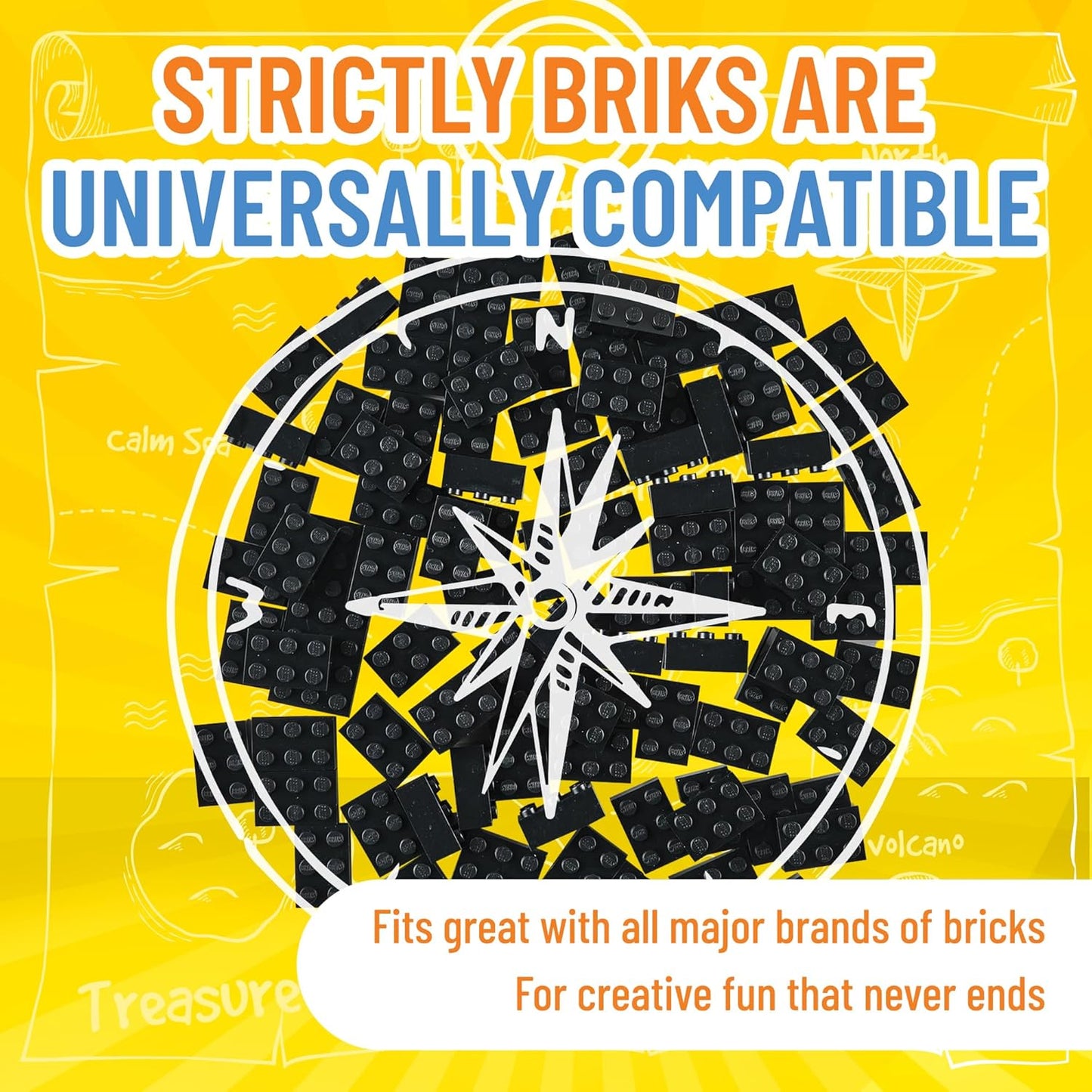 Strictly Briks Classic Bricks Starter Kit, Black, 96 Pieces, 2x3 Studs, Building Creative Play Set for Ages 3 and Up, 100% Compatible with All Major Brick Brands
