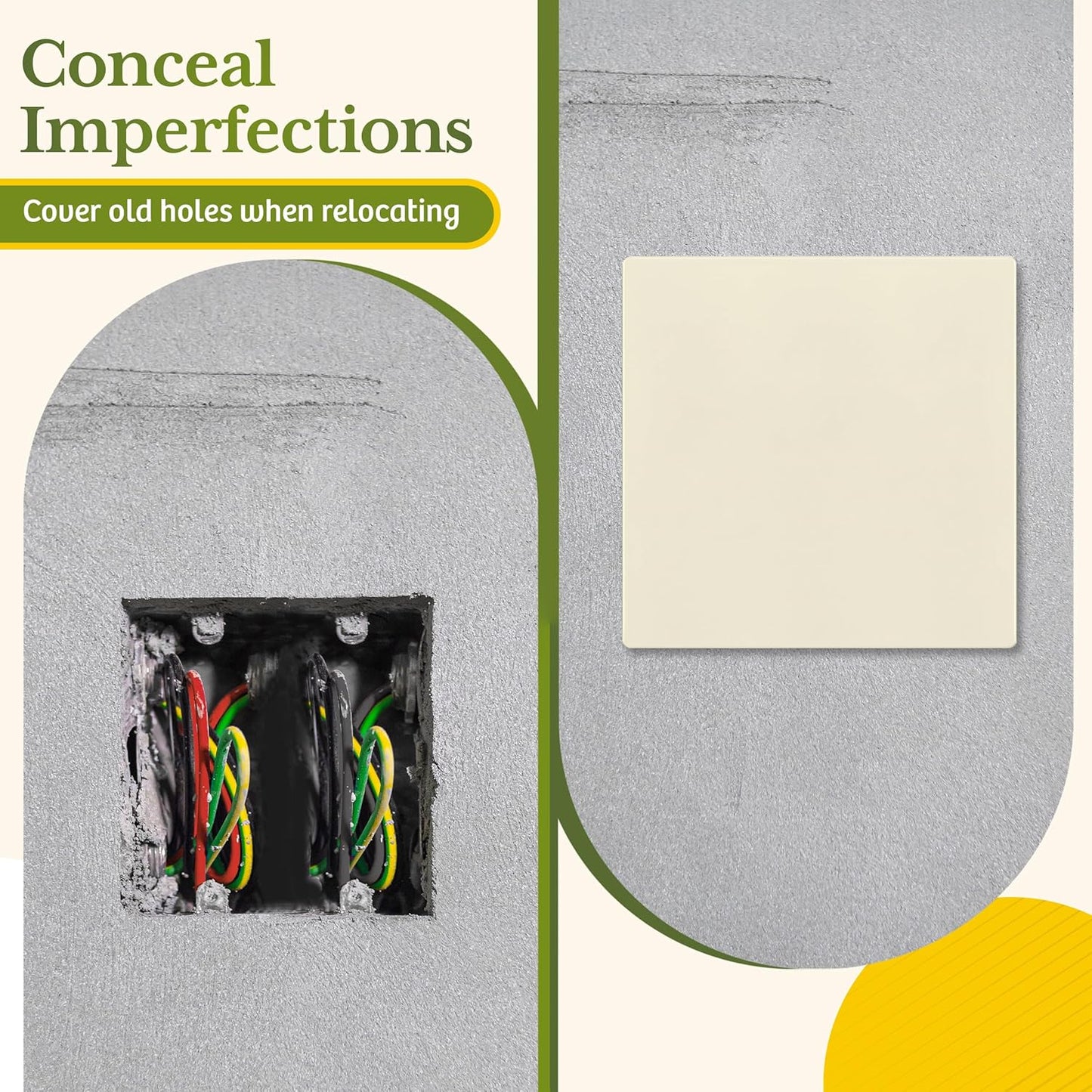 TG Screwless Double Blank Wall Plate, Child Safe Blank Device Outlet Cover, Mid-Size 2-Gang 4.88" H x 4.92" L, Polycarbonate Thermoplastic, UL Listed, SP-MB2-LA5P, Light Almond (5 Pack)