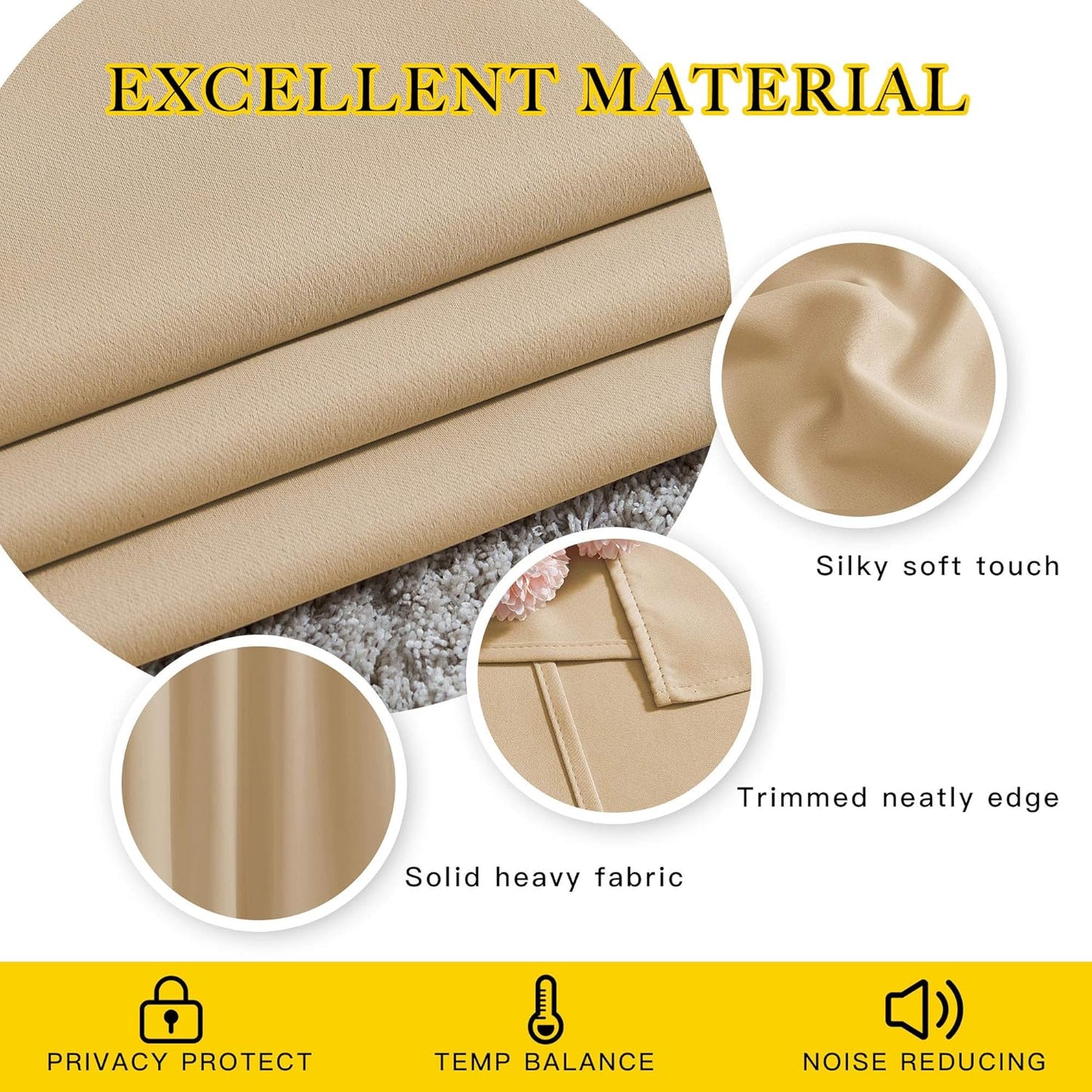 NICETOWN Blackout Draperies Curtains Panels - Window Treatment Thermal Insulated Solid Grommet Blackout Curtains/Panels/Drapes for Bedroom (Set of 2 Panels, 52 by 72 Inch, Biscotti Beige)
