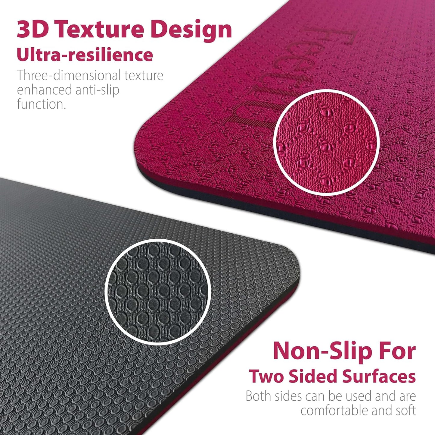 Extra Thick Exercise Yoga Mat with Strap - 2/5 Inch (10MM), Non-Slip Workout Mat for Yoga, Pilates, and Floor Exercises