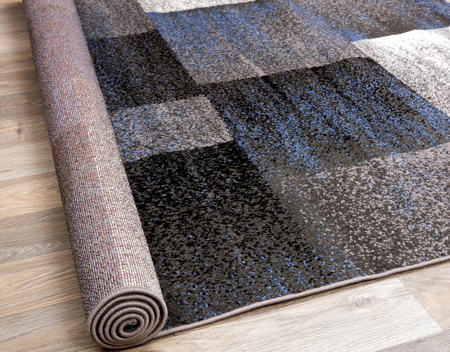 Rugshop Modern Distressed Boxes Area Rug 5' x 7' Blue