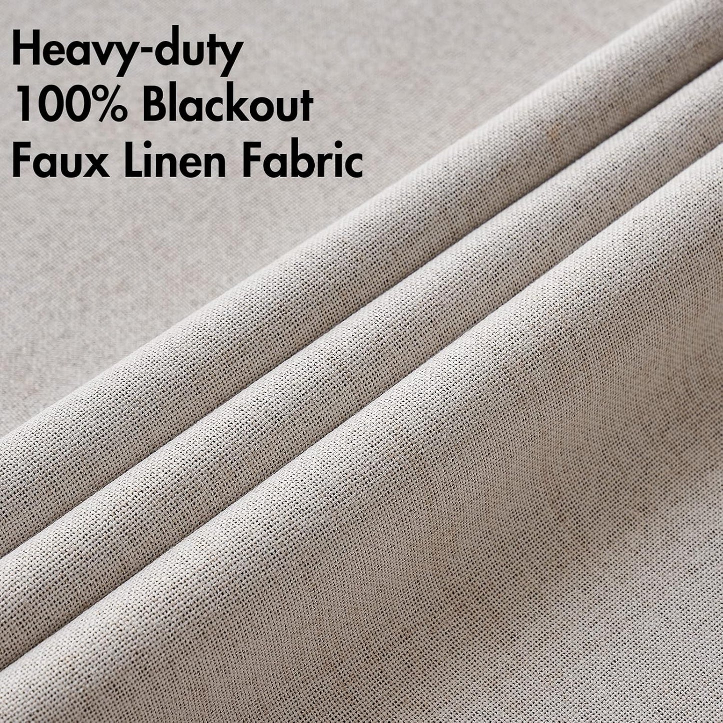 MIULEE 100% Blackout Linen Textured Curtains for Bedroom Solid Thermal Insulated Ivory Grommet Room Darkening Curtains & Drapes Luxury Decor for Living Room Nursery 42 x 84 Inch (2 Panels)