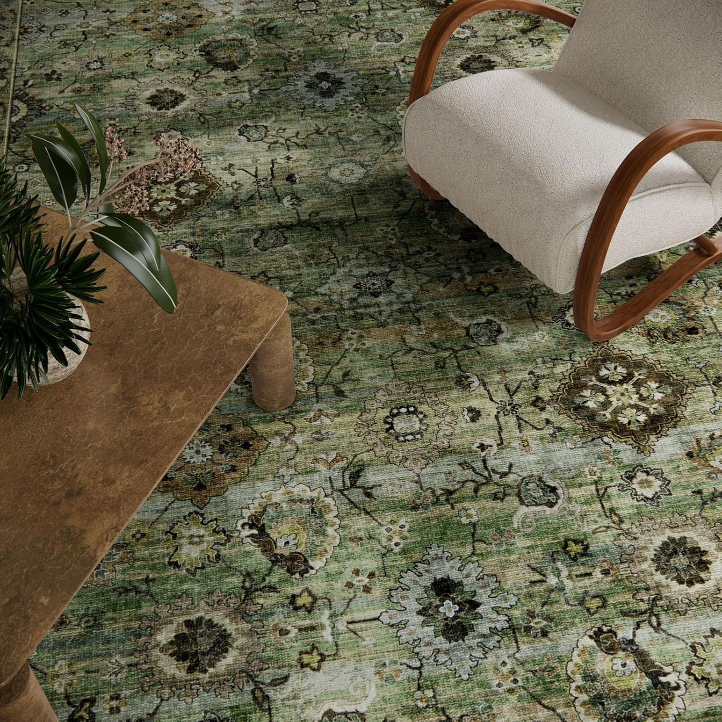Washable Area Rugs for Living Room: 8x10 Rug Boho Vintage Rugs Stain Resistant Non Slip Low Pile Lightweight Soft Carpets for Bedroom Kitchen Dining Room Nursery Kids Room Farmhouse Home Office