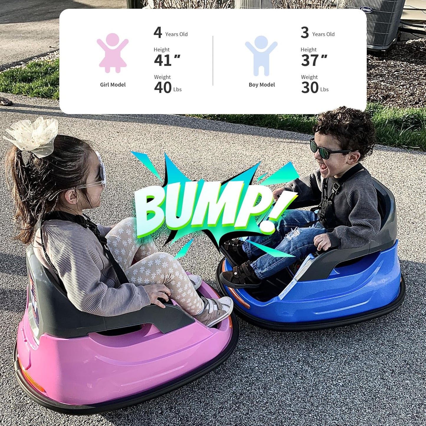12V Kids Bumper Car, Electric Baby Bumper Car for Toddlers with Remote Control, 3 Speeds - Light Pink
