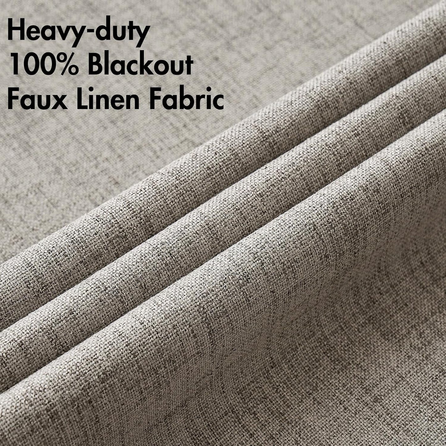 MIULEE Linen Texture Curtains for Bedroom Solid 100% Blackout Thermal Insulated Linen Curtains Grommet Room Darkening Drapes for Living Room Nursery 52x45 Inch (2 Panels)
