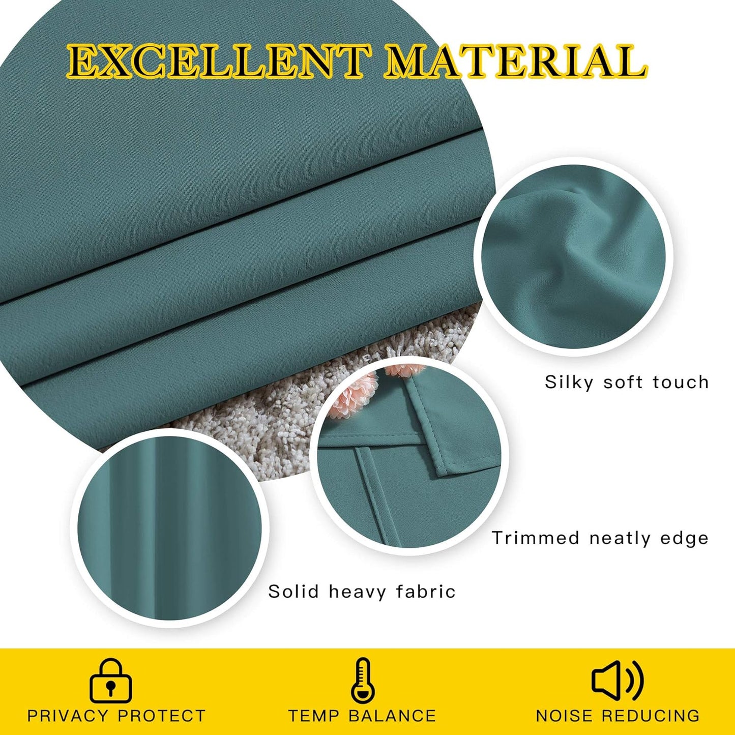 NICETOWN Sea Teal Kitchen Window Curtains Over Sink - Window Treatment Thermal Insulated Grommet Light Blocking Curtains & Drapes for Bedroom/Bathroom, 2 Panels, W34 x L50