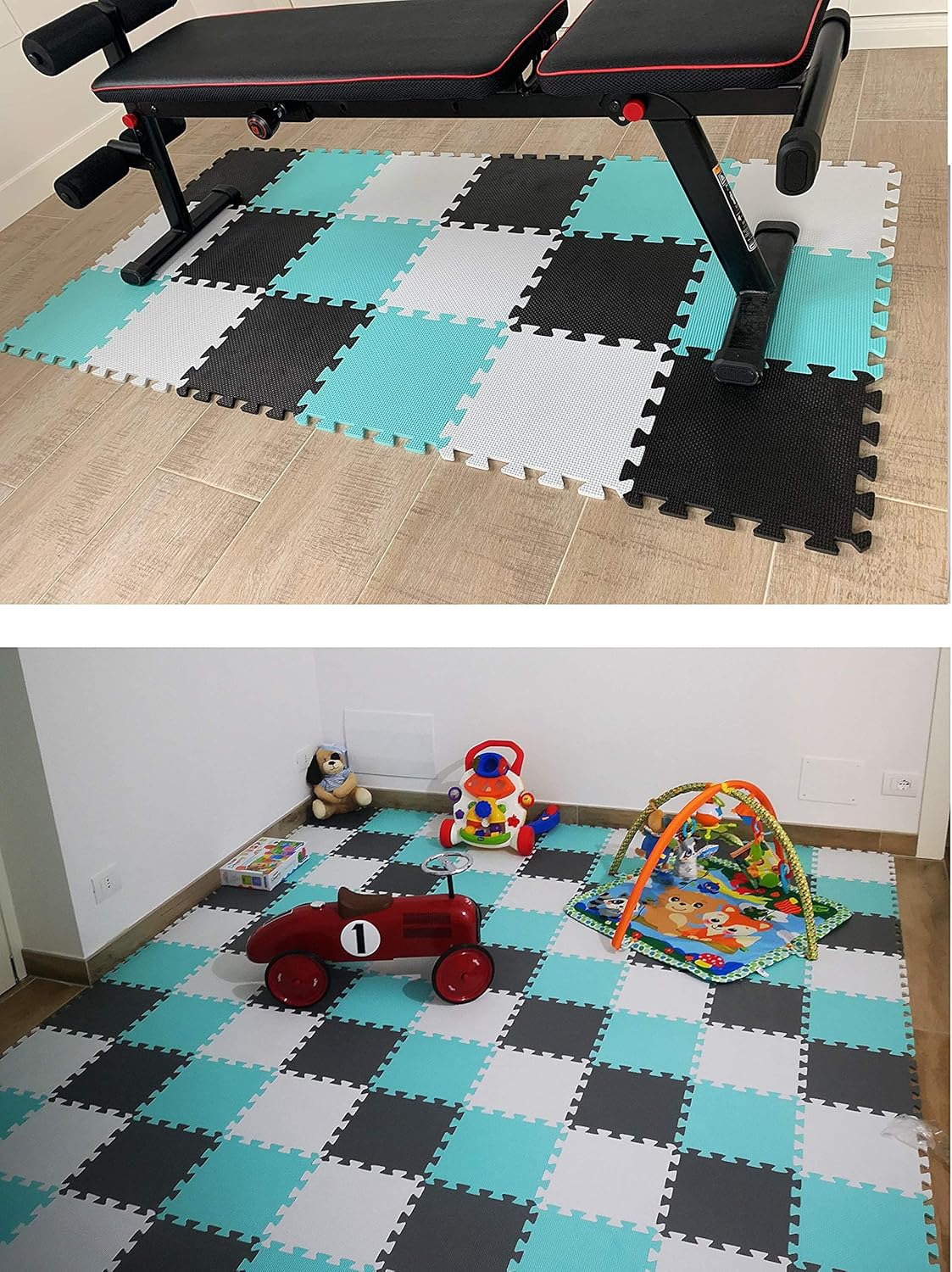 MQIAOHAM® 25 Pieces Puzzle Play Mats, Soft Baby Play Mat, Kids Interlocking Foam Floor Tiles, Toddlers Carpet Playmats G301025-108110112