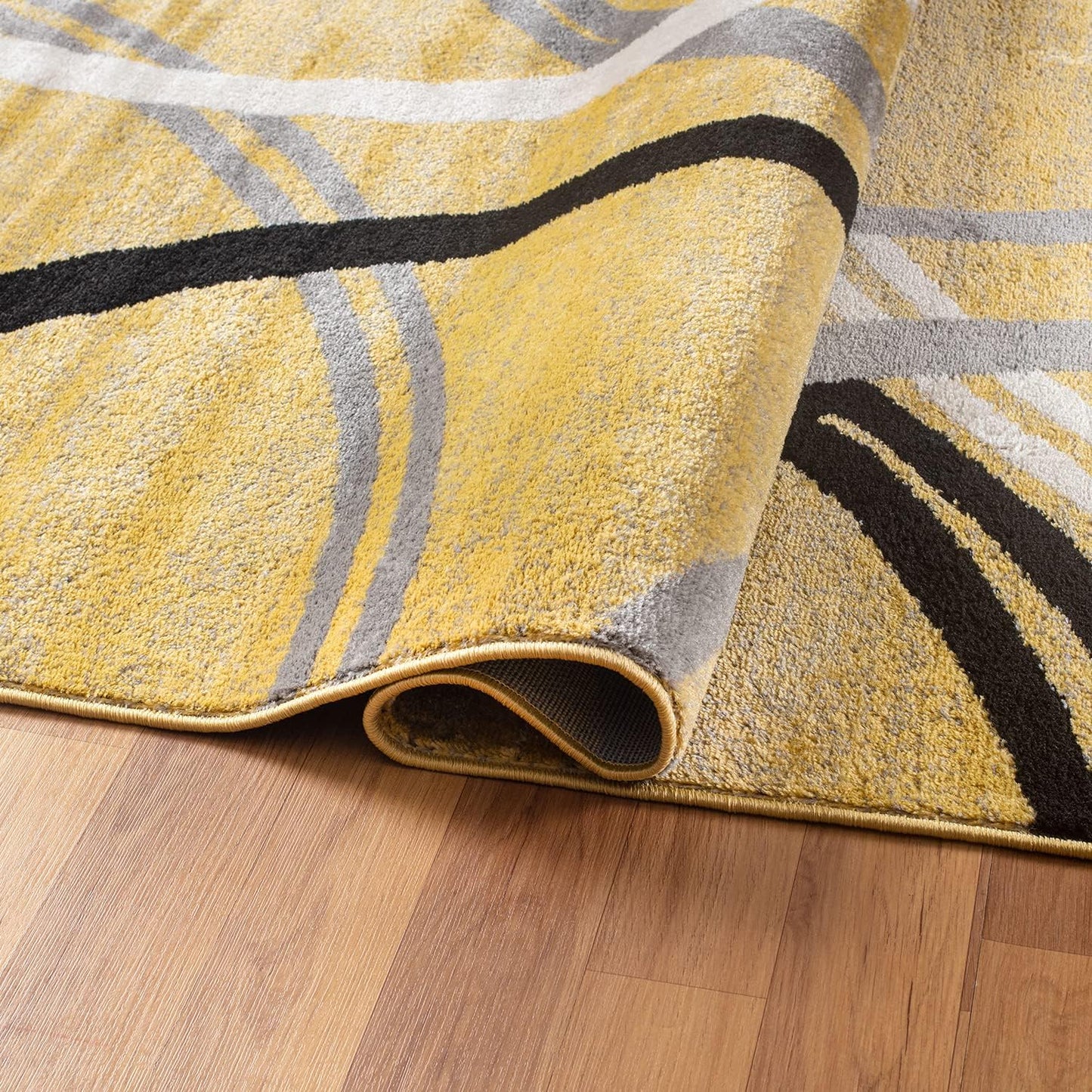 Rugshop Modern Wavy Circles Design Area Rug 3'3" x 5' Yellow
