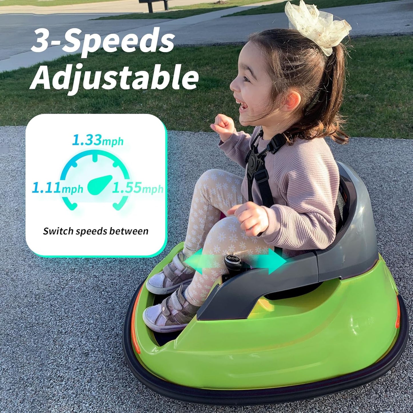 Baby Bumper Car, 6V Electric Kids Bumper Car for Toddlers with Remote Control, Bluetooth - Green