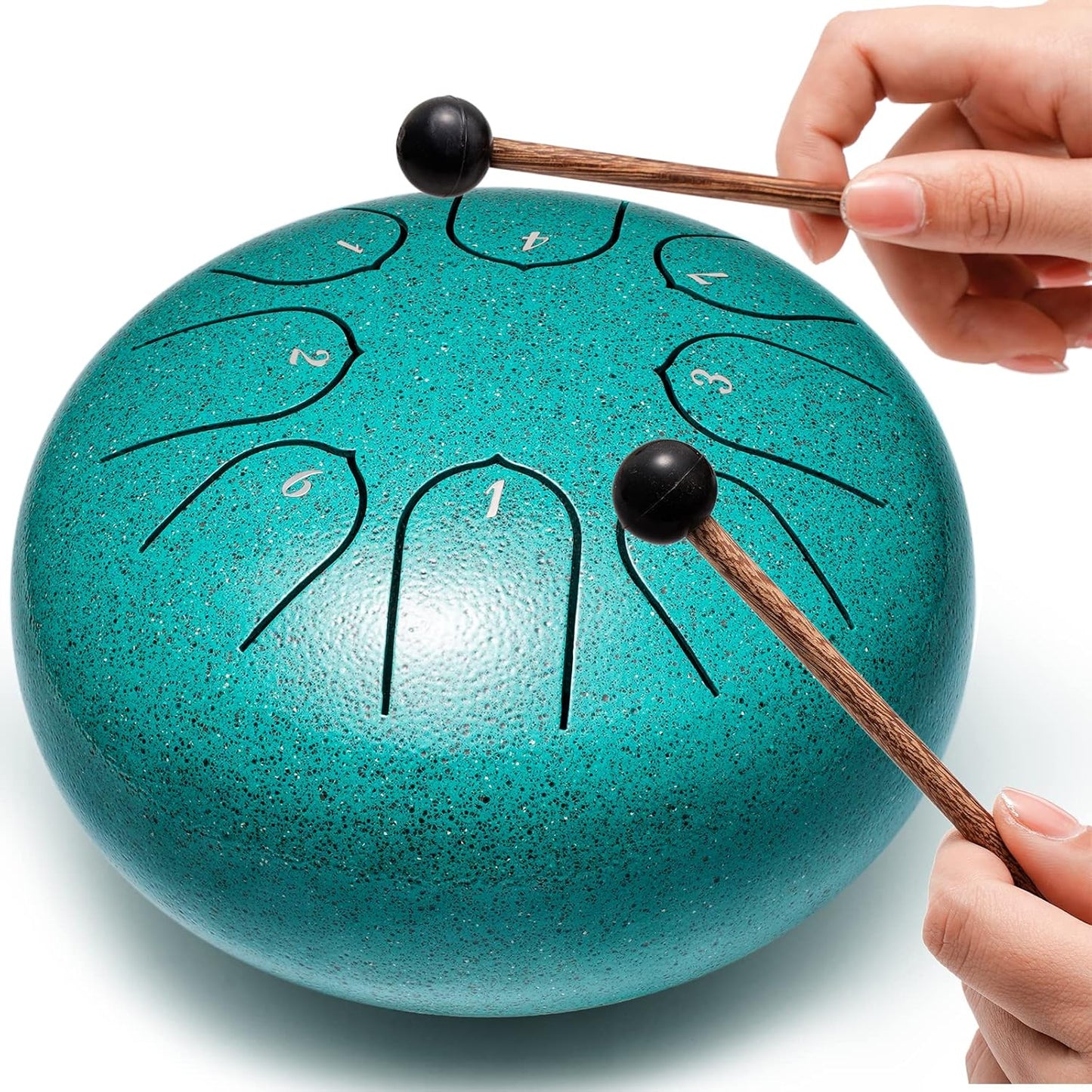 Steel Tongue Drum Percussion, 6 Inch 8 Notes Musical Instruments, Music Gifts for Family Friends (Malachite)