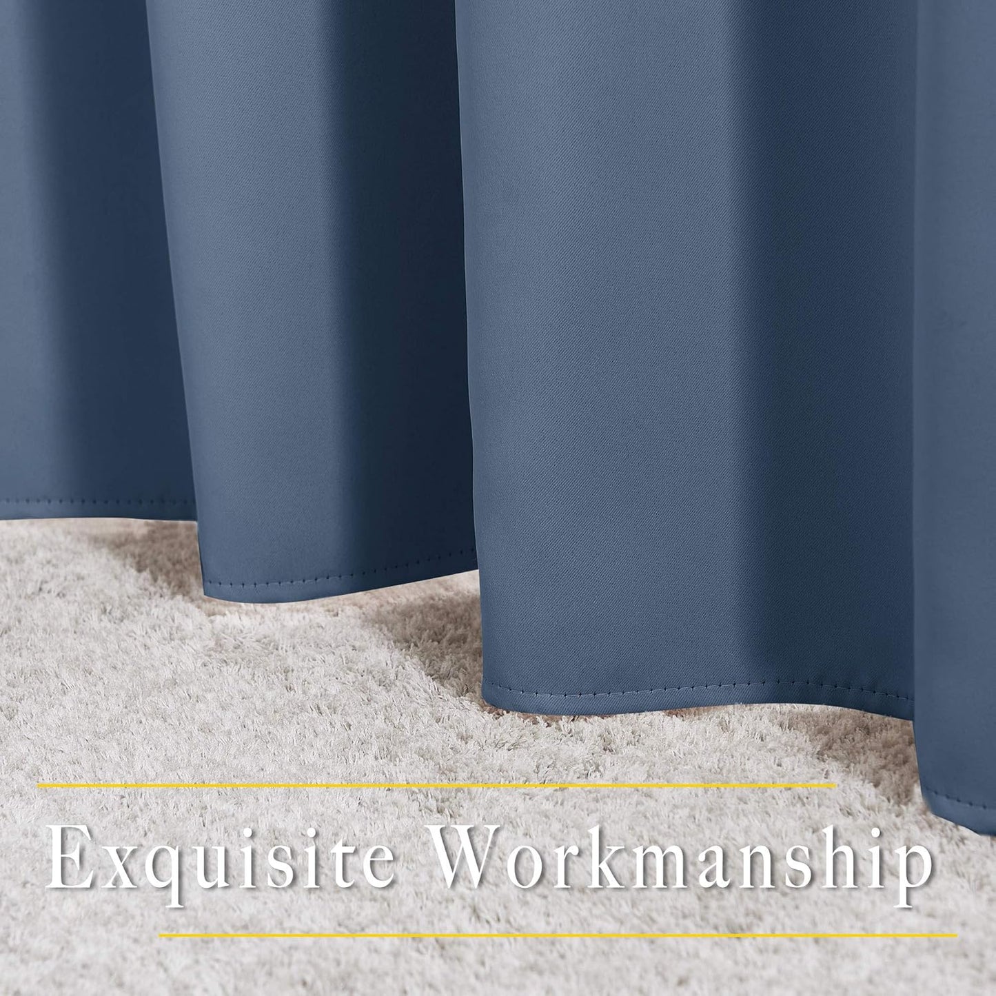 NICETOWN Bedroom Curtains Room Darkening Draperies - Grommet Top Thermal Insulated Light Blocking Energy Saving Privacy Drapes for Flat/Home Office, Stone Blue, 2 Panels, W52 x L63
