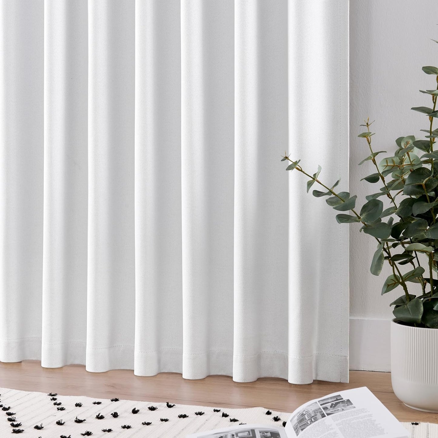 Joydeco Custom Blackout Curtains for Bedroom, Total Blackout Curtains Back Tab & Rod Pocket, Solid Thermal Insulated Window Drapes Luxury Decor for Living Room 1 Panel (Custom Size, White)