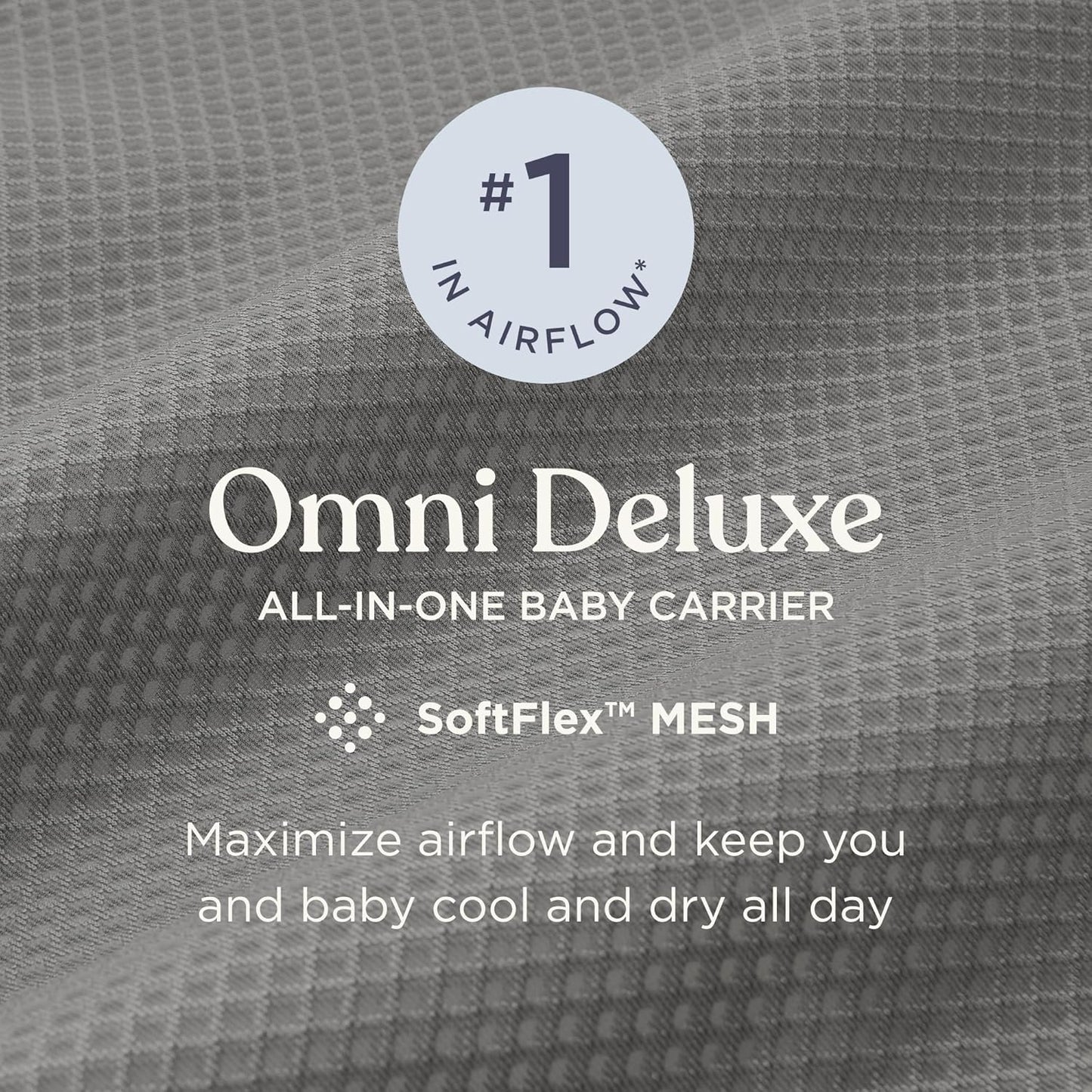 Ergobaby Omni Deluxe Baby Carrier Newborn to Toddler - Breathable Baby Carriers for Summer - All-Position Carrier with Enhanced Lumbar Support & Airflow (7-45 Pounds), Mesh, Pearl Grey