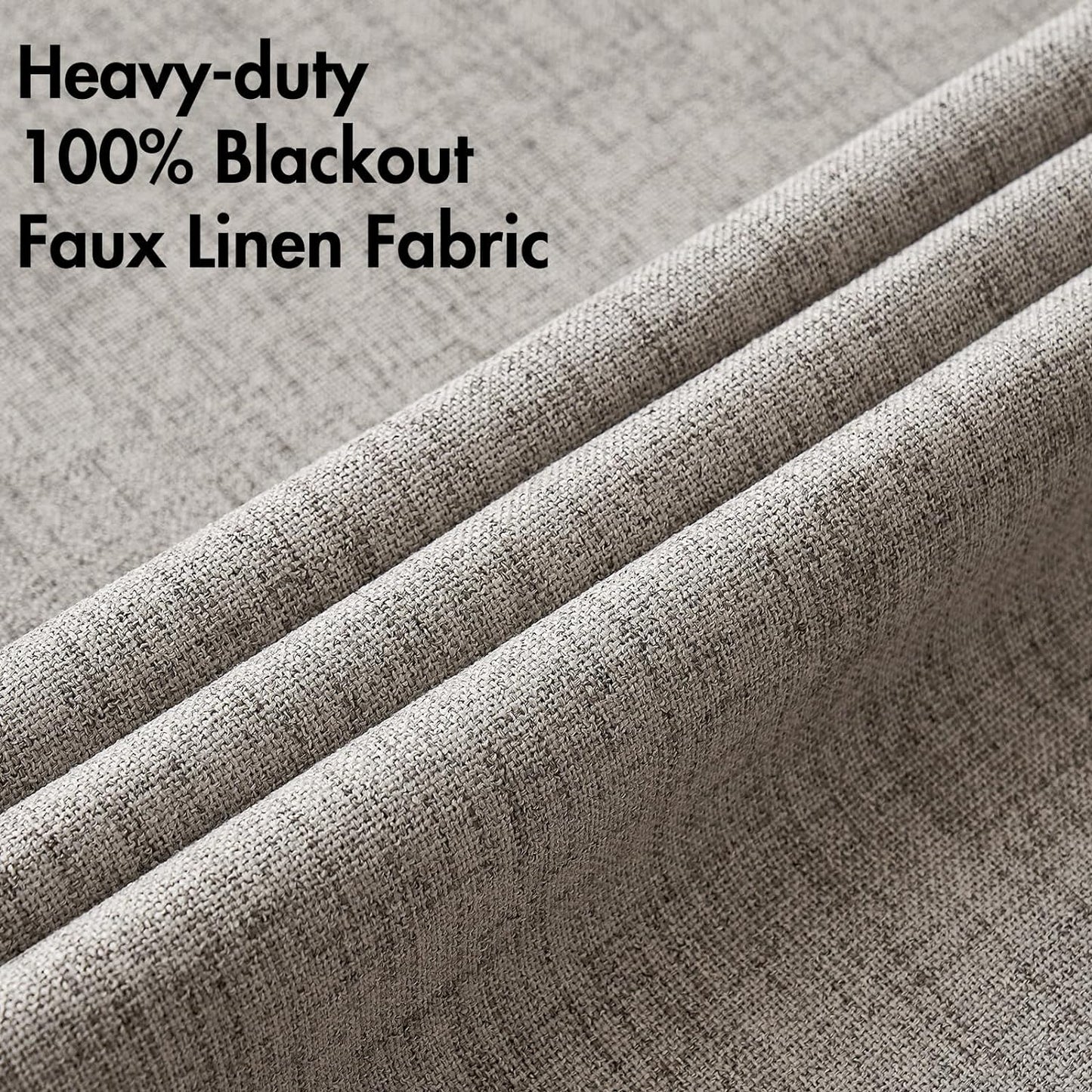 MIULEE 100% Blackout Linen Textured Curtains for Bedroom Solid Thermal Insulated Warm Taupe Grommet Room Darkening Curtains & Drapes Luxury Decor for Living Room Nursery 52 x 84 Inch (2 Panels)