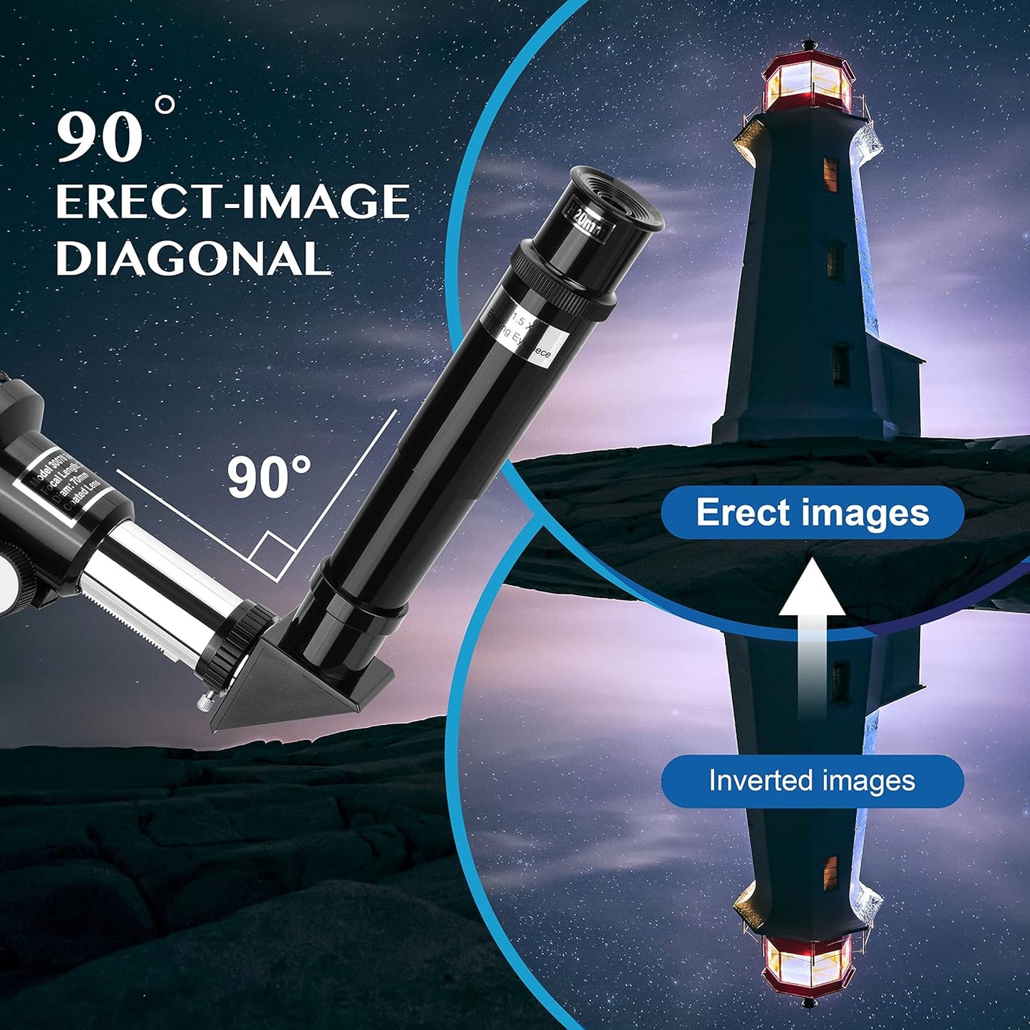 AOMEKIE Telescopes,70mm Aperture 300mm Table Tripod, Astronomical for Beginners,2 Eyepieces 150X with Smartphone Adapter Moon Filter 3X Barlow
