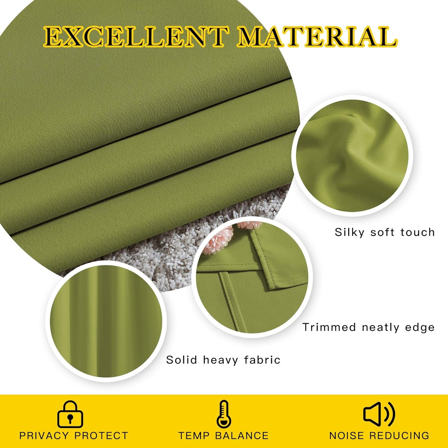 NICETOWN Room Darkening Doorway Curtains 80 inches Long for Bedroom - Grommet Light & Heat Blocking Window Treatments Sound Reducing Drapes for Living Room (2 Panels, W46 x L80, Fresh Green)
