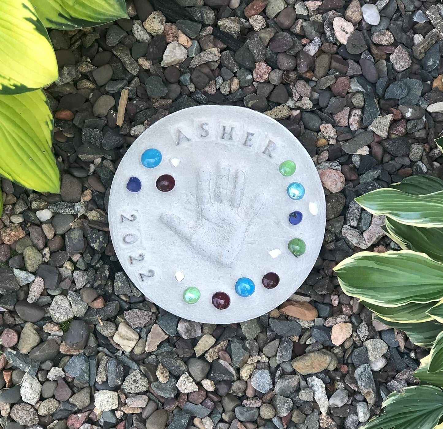 Large DIY Handprint Stepping Stone Kit, Mother's Day Gift, Footprint Stepping Stone (10 Inch + Stamp Set)