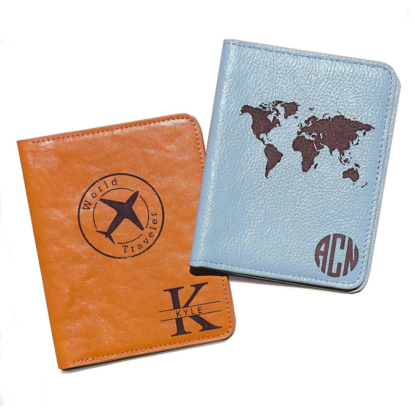 Personalized passport holder for travel- Premium genuine Leather passport Cover with Monogram, Name, Date, and Photo - Made in USA customized gifts for Women, Men, and family