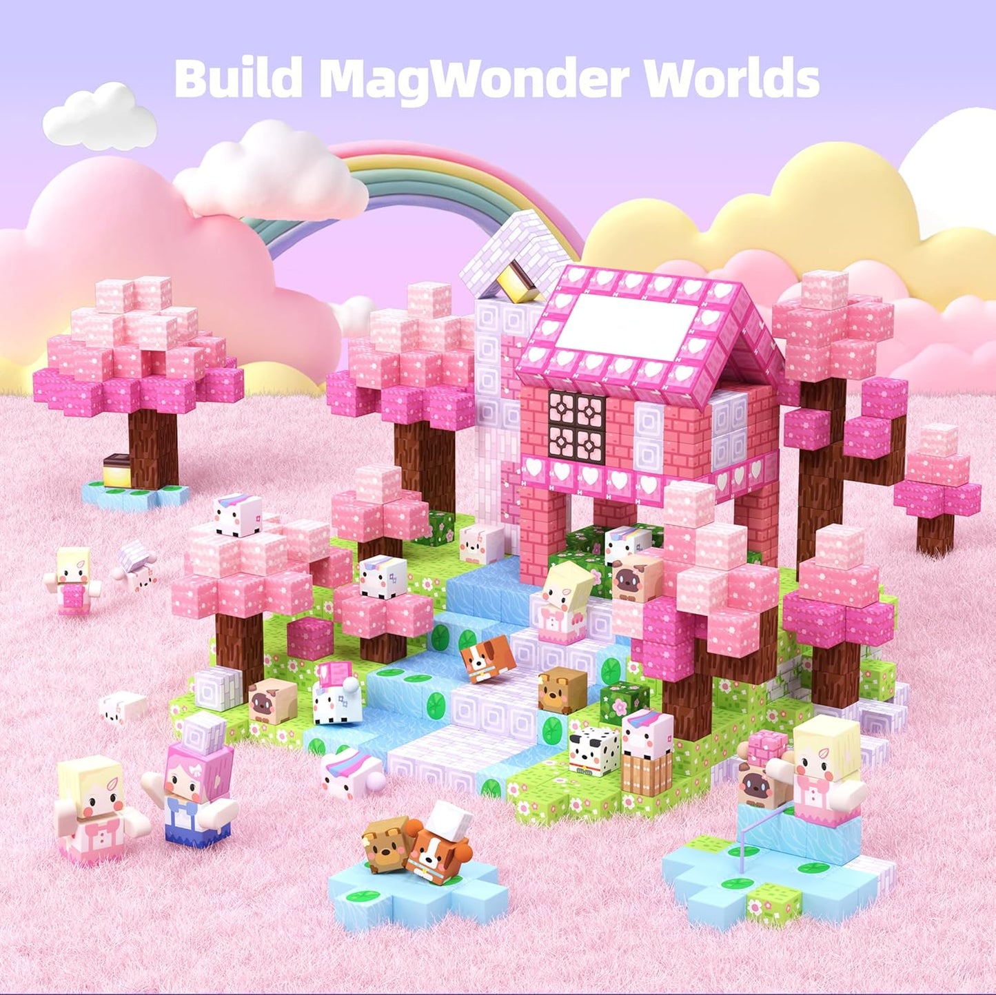GobiDex 200PCS Magnetic Blocks Kid Building Toys for 3+ Years Old Girls, Upgraded STEM Sensory Gifts for Princess, Kids Magnets Game for Toddler