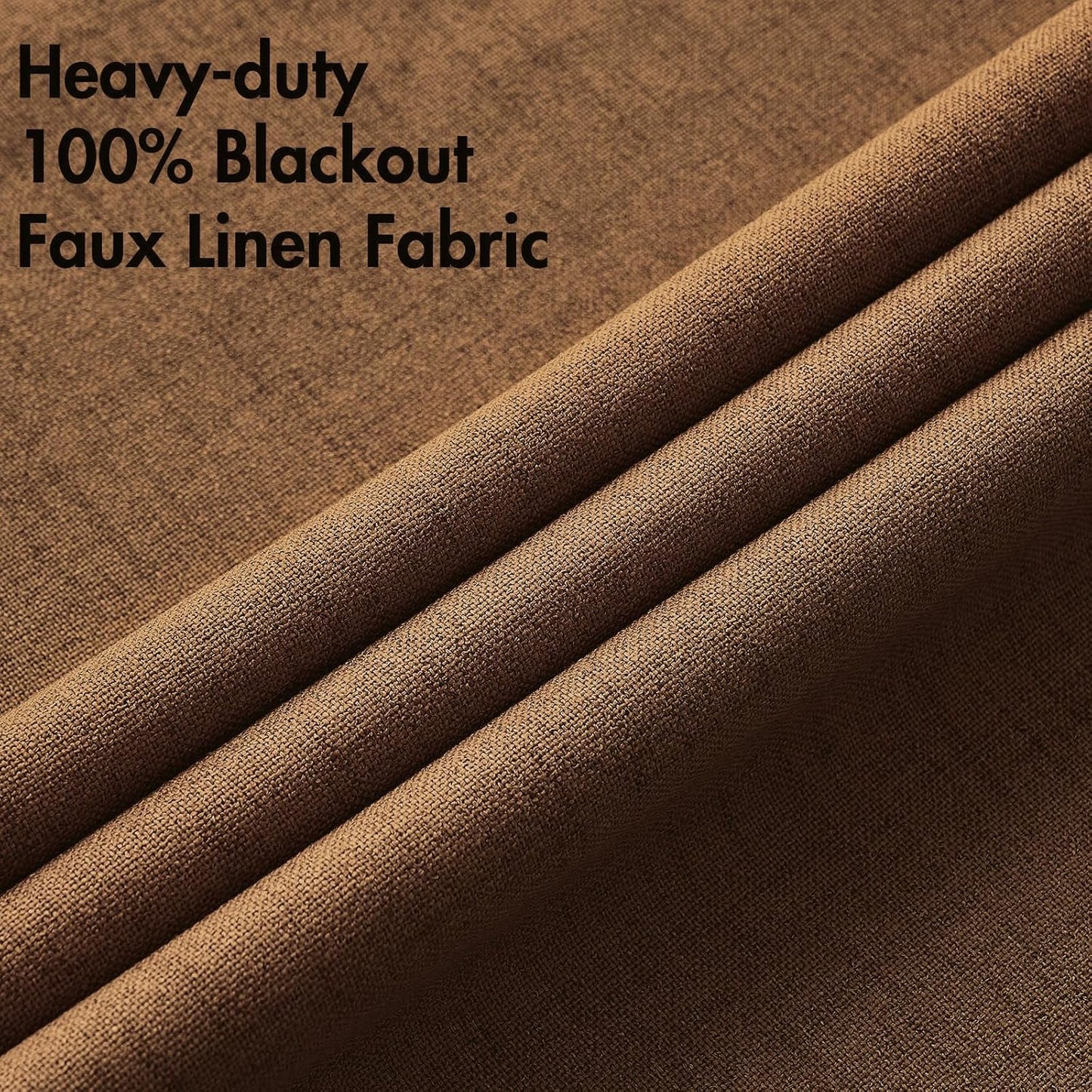 MIULEE 100% Blackout Linen Curtains for Bedroom Thermal Insulated Brown Grommet Room Darkening Curtains & Drapes Fall Decor for Living Room Nursery 52 x 84 Inch (2 Panels)